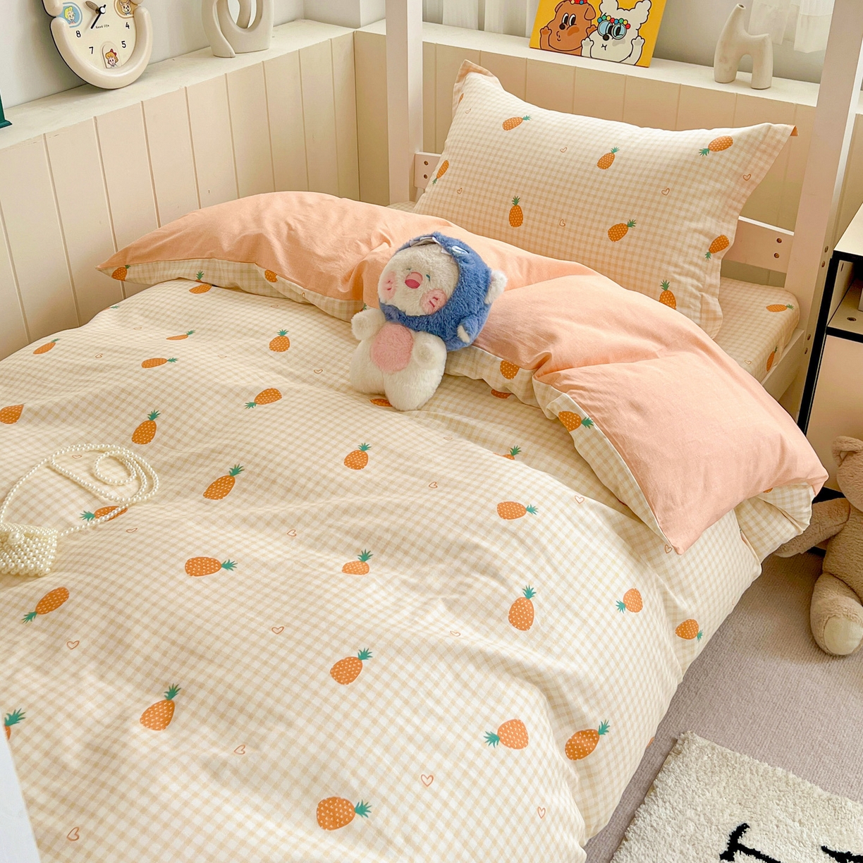 91家纺网 家纺一手货源 找家纺 春雨家居 2025新款学生季全棉三件套（预留缩水） 2.海岛菠萝