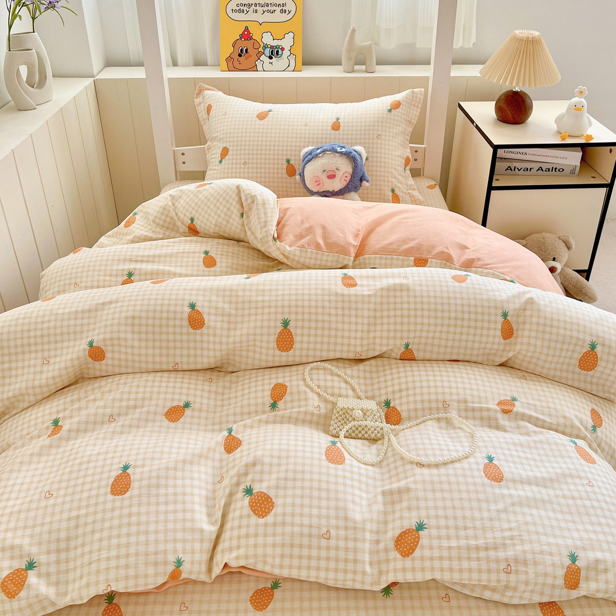 91家纺网 家纺一手货源 找家纺 春雨家居 2025新款学生季全棉三件套（预留缩水） 2.海岛菠萝