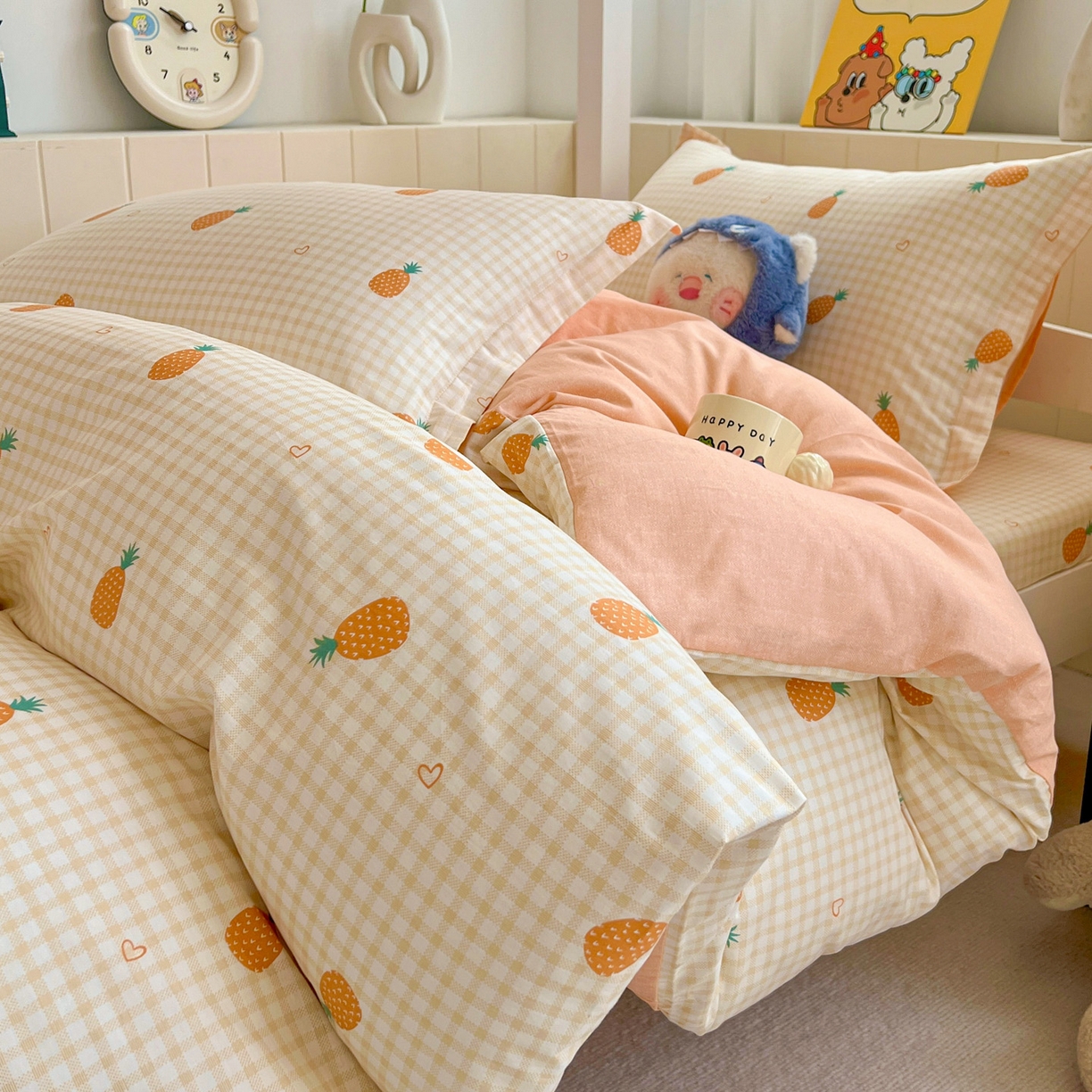 91家纺网 家纺一手货源 找家纺 春雨家居 2025新款学生季全棉三件套（预留缩水） 2.海岛菠萝