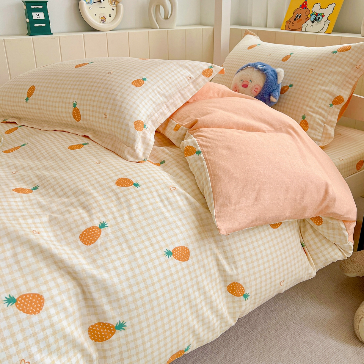 91家纺网 家纺一手货源 找家纺 春雨家居 2025新款学生季全棉三件套（预留缩水） 2.海岛菠萝