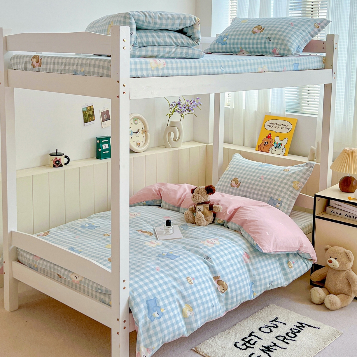 91家纺网 家纺一手货源 找家纺 春雨家居 2025新款学生季全棉三件套（预留缩水） 4.星星发夹狗