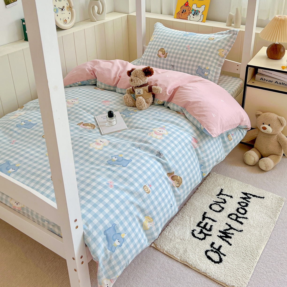 91家纺网 家纺一手货源 找家纺 春雨家居 2025新款学生季全棉三件套（预留缩水） 4.星星发夹狗