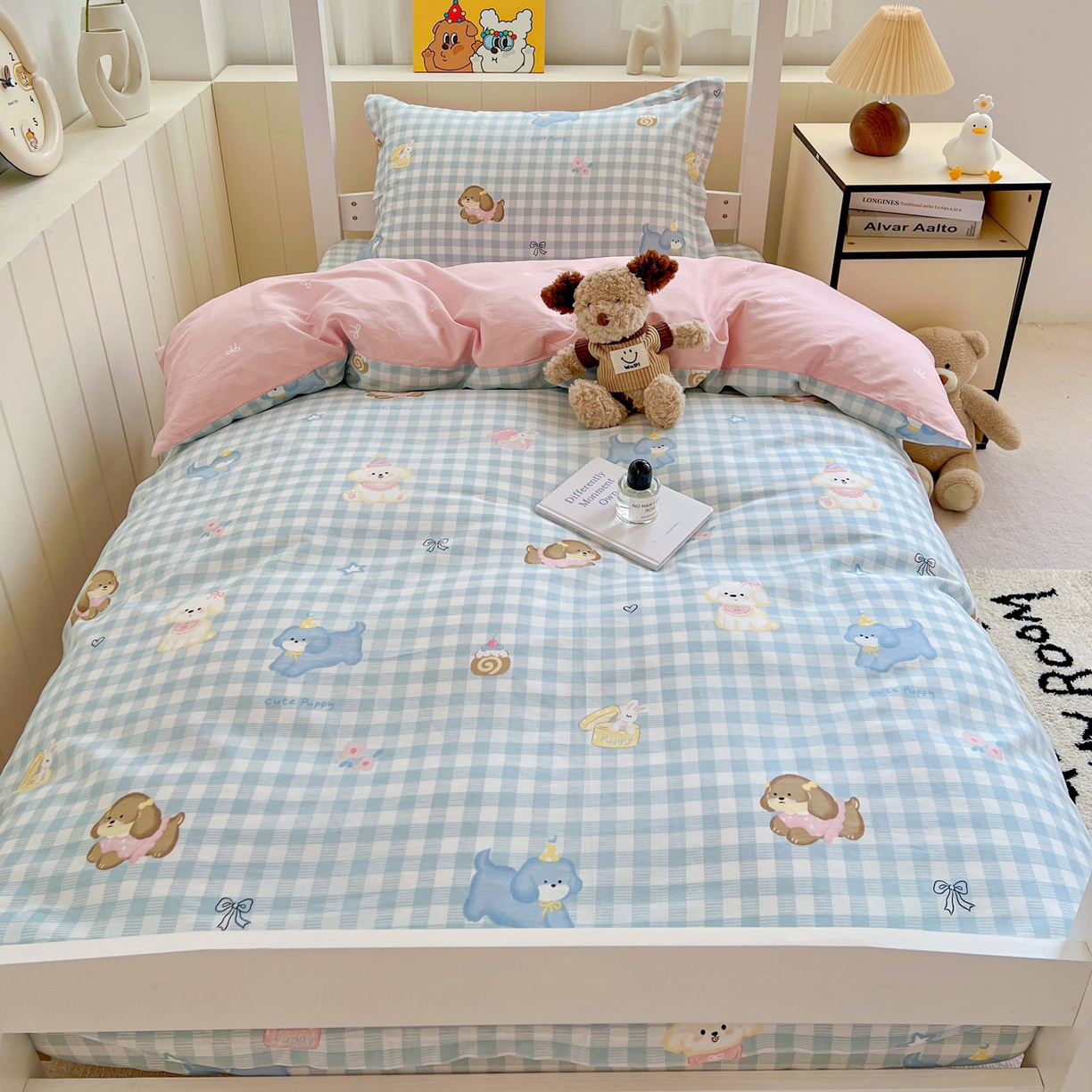 91家纺网 家纺一手货源 找家纺 春雨家居 2025新款学生季全棉三件套（预留缩水） 4.星星发夹狗