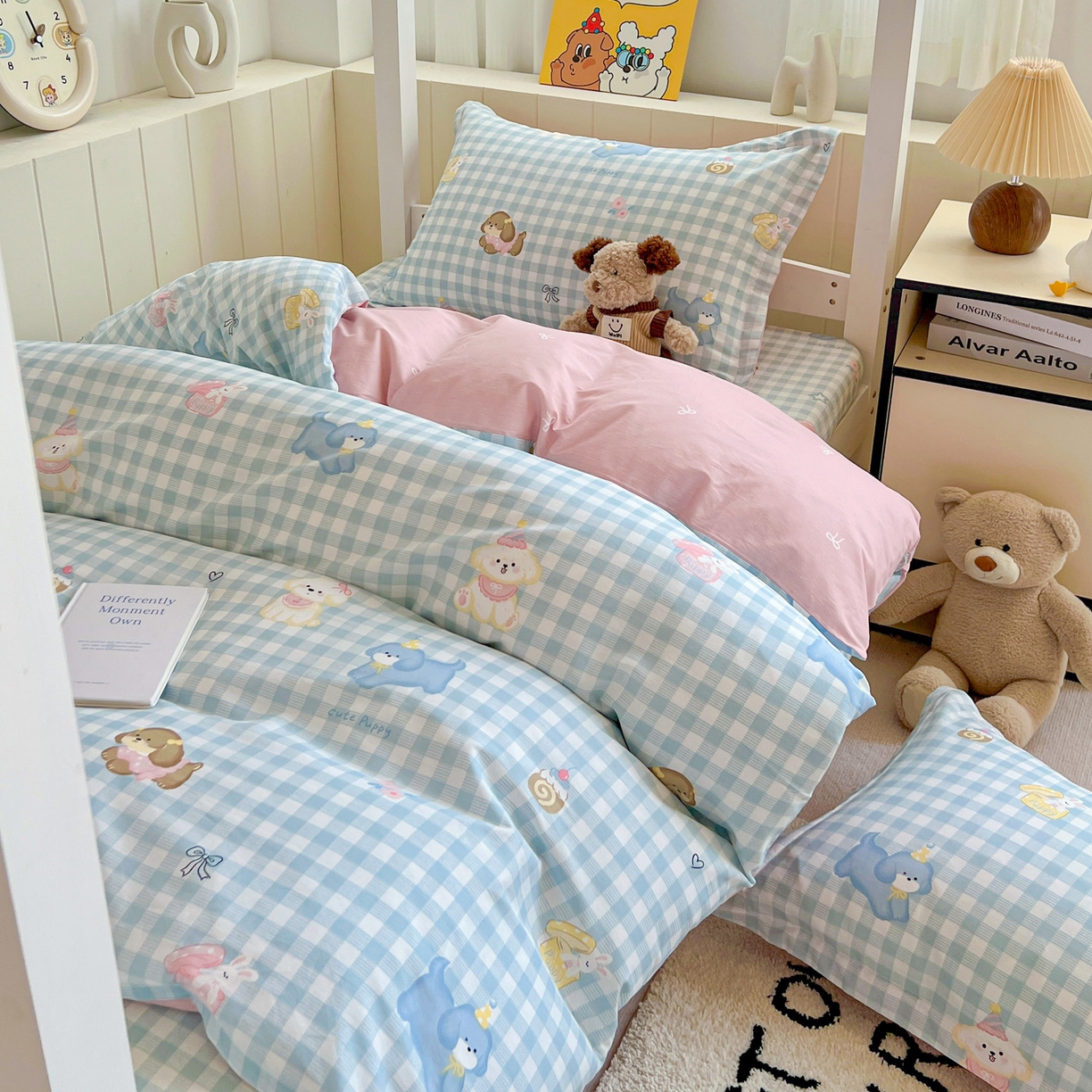 91家纺网 家纺一手货源 找家纺 春雨家居 2025新款学生季全棉三件套（预留缩水） 4.星星发夹狗