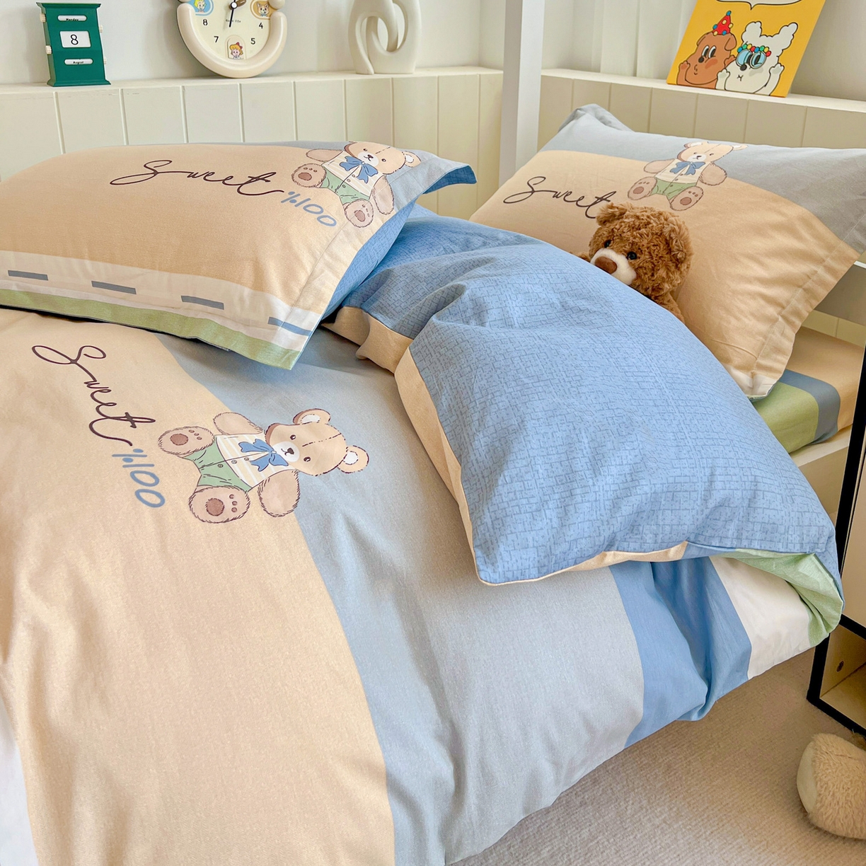 91家纺网 家纺一手货源 找家纺 春雨家居 2025新款学生季全棉三件套（预留缩水） 5.摩登熊宝