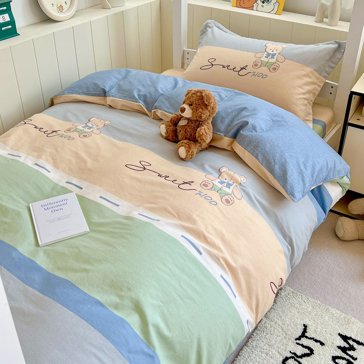 91家纺网 家纺一手货源 找家纺 春雨家居 2025新款学生季全棉三件套（预留缩水） 5.摩登熊宝