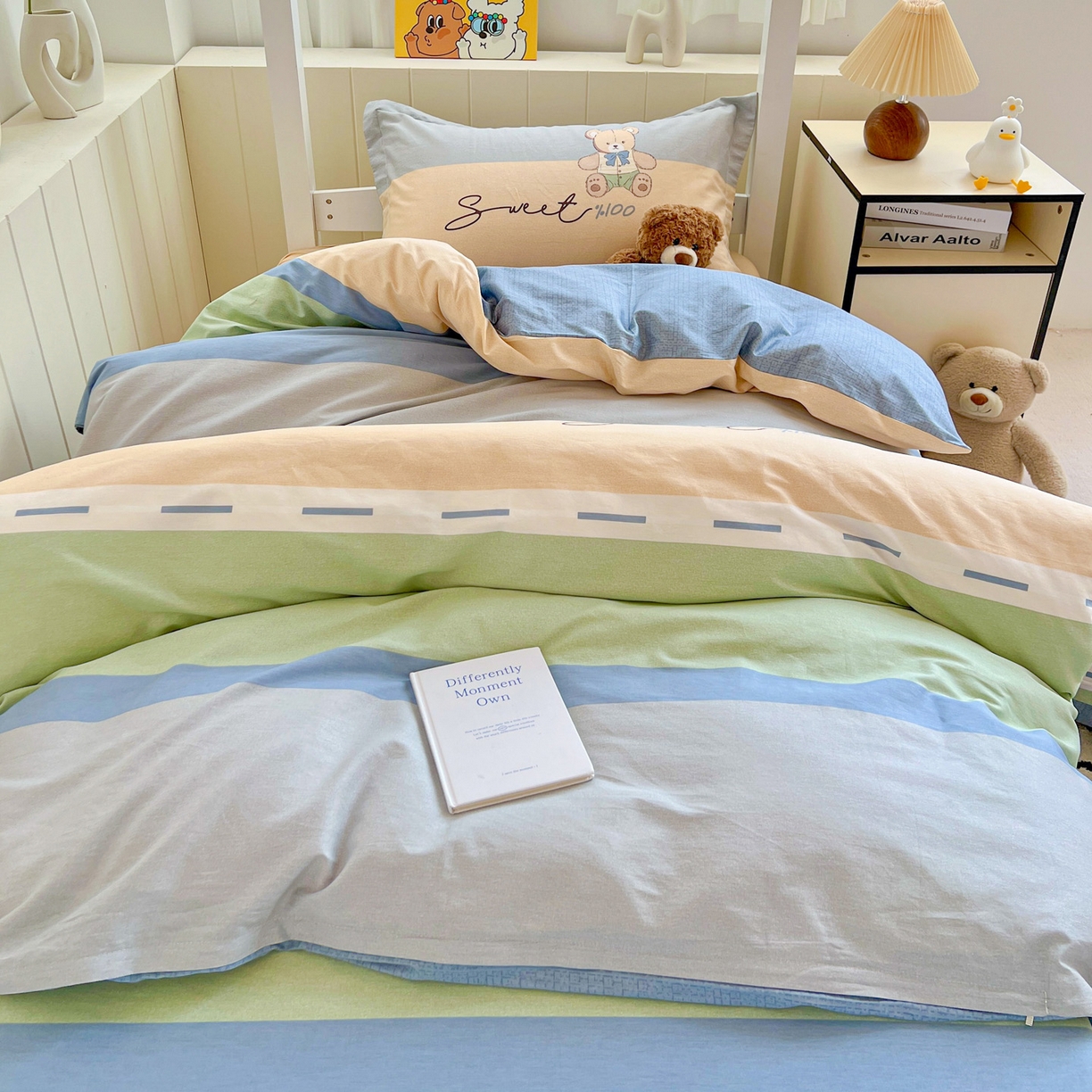 91家纺网 家纺一手货源 找家纺 春雨家居 2025新款学生季全棉三件套（预留缩水） 5.摩登熊宝