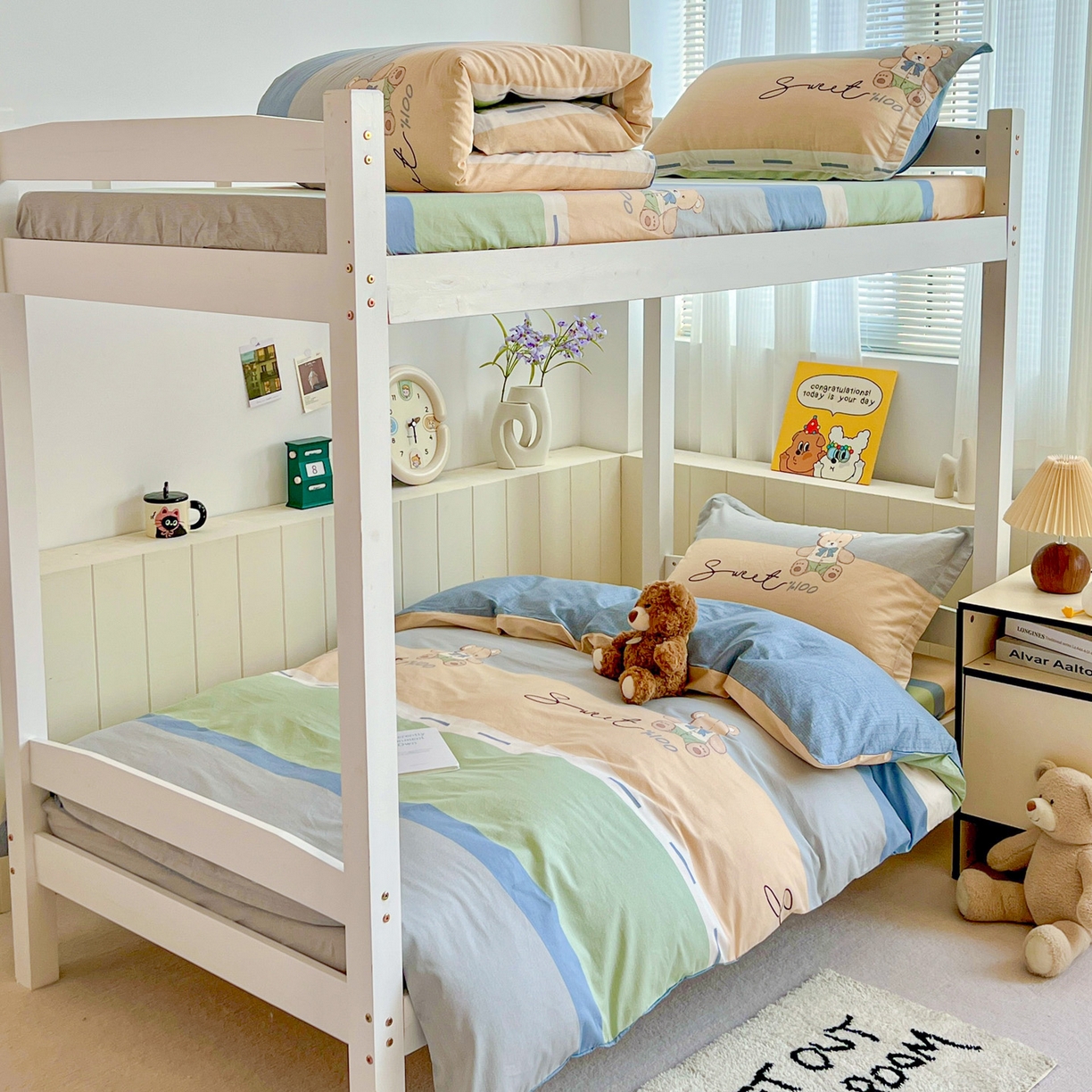 91家纺网 家纺一手货源 找家纺 春雨家居 2025新款学生季全棉三件套（预留缩水） 5.摩登熊宝