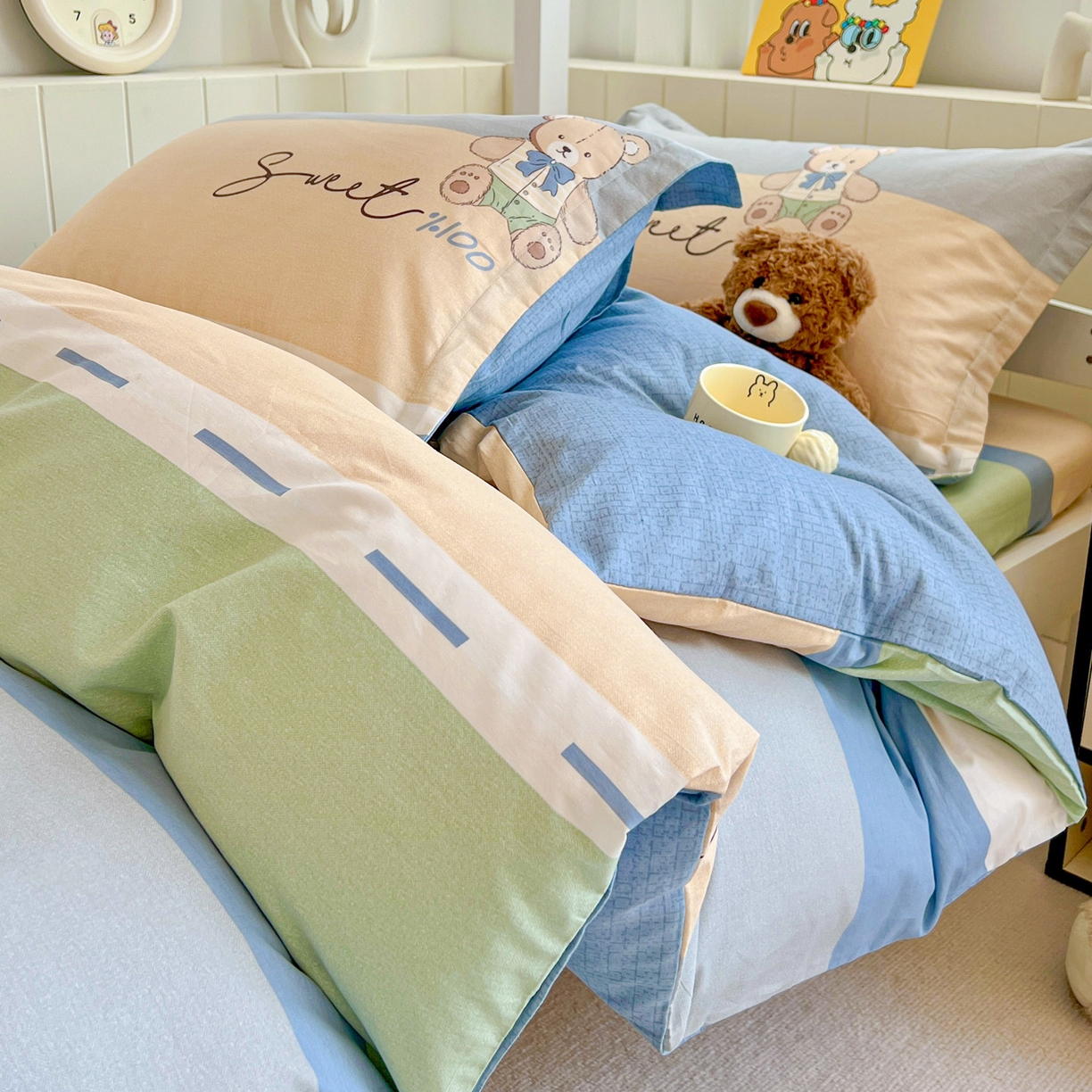 91家纺网 家纺一手货源 找家纺 春雨家居 2025新款学生季全棉三件套（预留缩水） 5.摩登熊宝