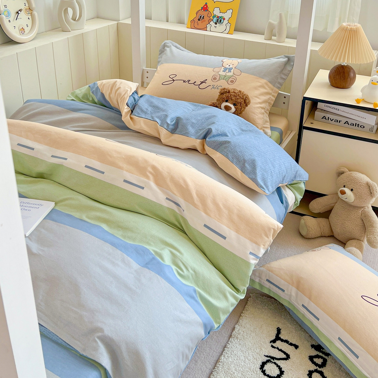 91家纺网 家纺一手货源 找家纺 春雨家居 2025新款学生季全棉三件套（预留缩水） 5.摩登熊宝