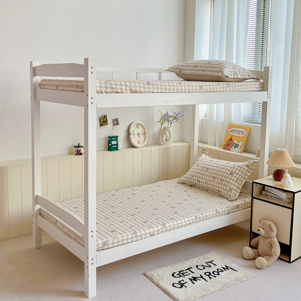 91家纺网 家纺一手货源 找家纺 春雨家居 2025新款学生季全棉三件套（预留缩水） 7.菱格小果