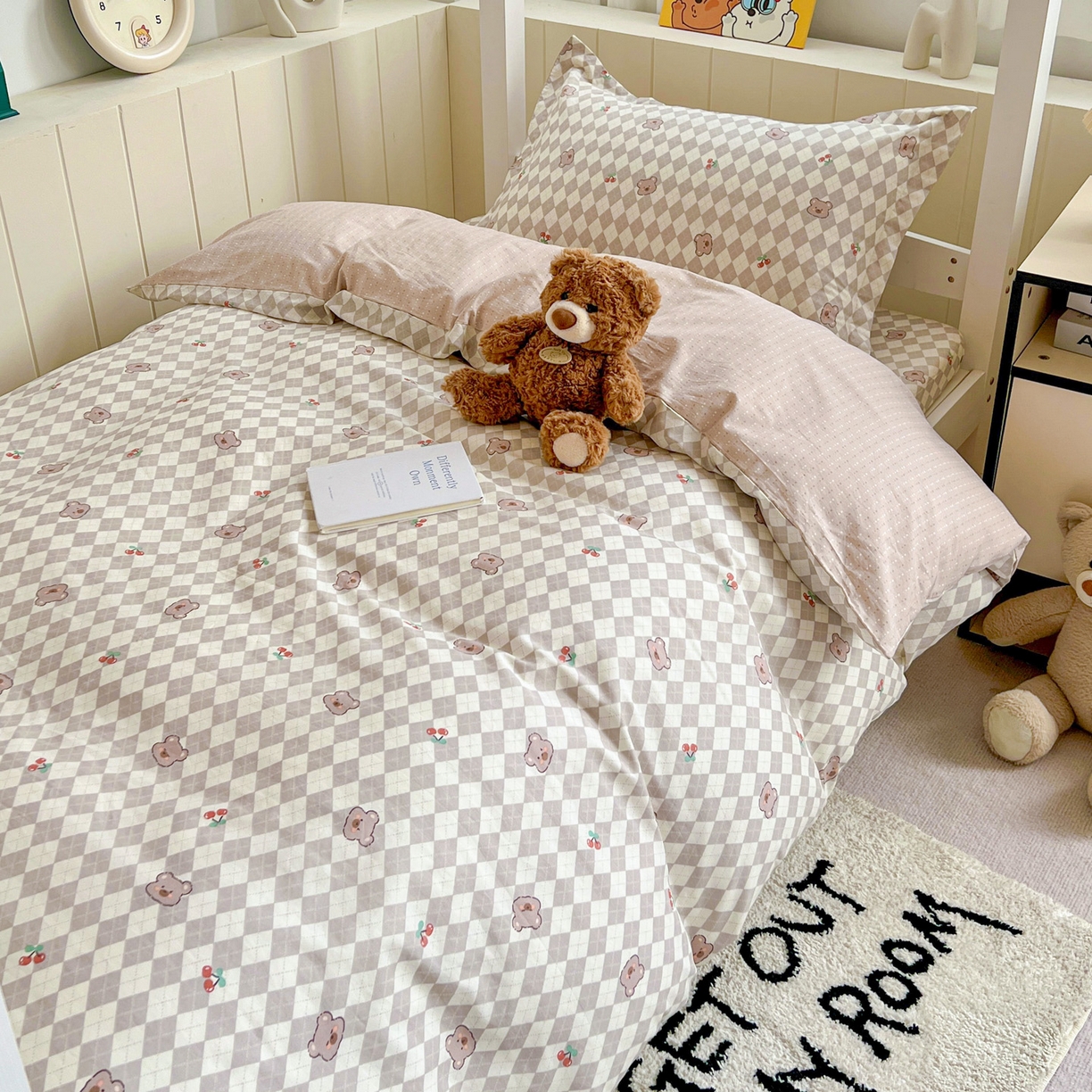 91家纺网 家纺一手货源 找家纺 春雨家居 2025新款学生季全棉三件套（预留缩水） 7.菱格小果