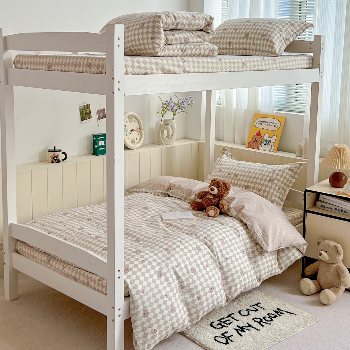 91家纺网 家纺一手货源 找家纺 春雨家居 2025新款学生季全棉三件套（预留缩水） 7.菱格小果