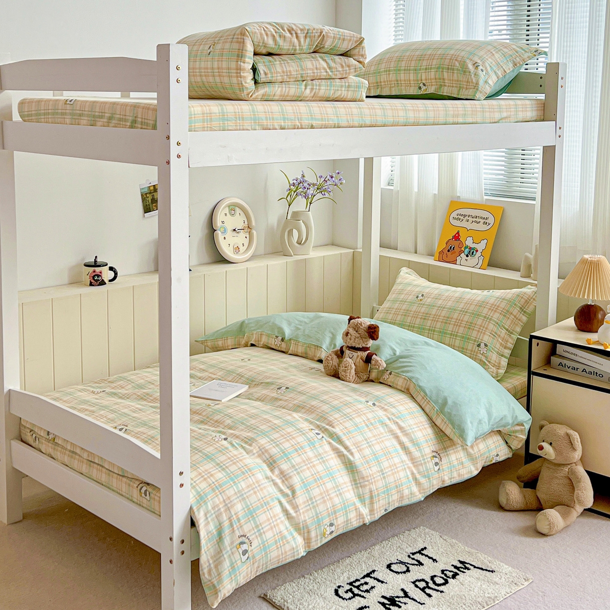 91家纺网 家纺一手货源 找家纺 春雨家居 2025新款学生季全棉三件套（预留缩水） 8.格诺狗