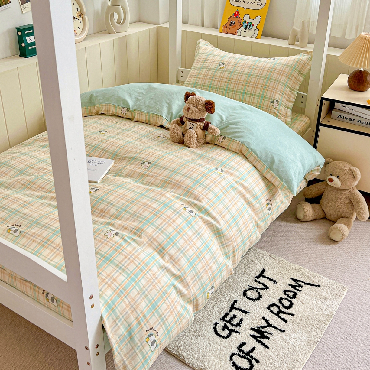 91家纺网 家纺一手货源 找家纺 春雨家居 2025新款学生季全棉三件套（预留缩水） 8.格诺狗