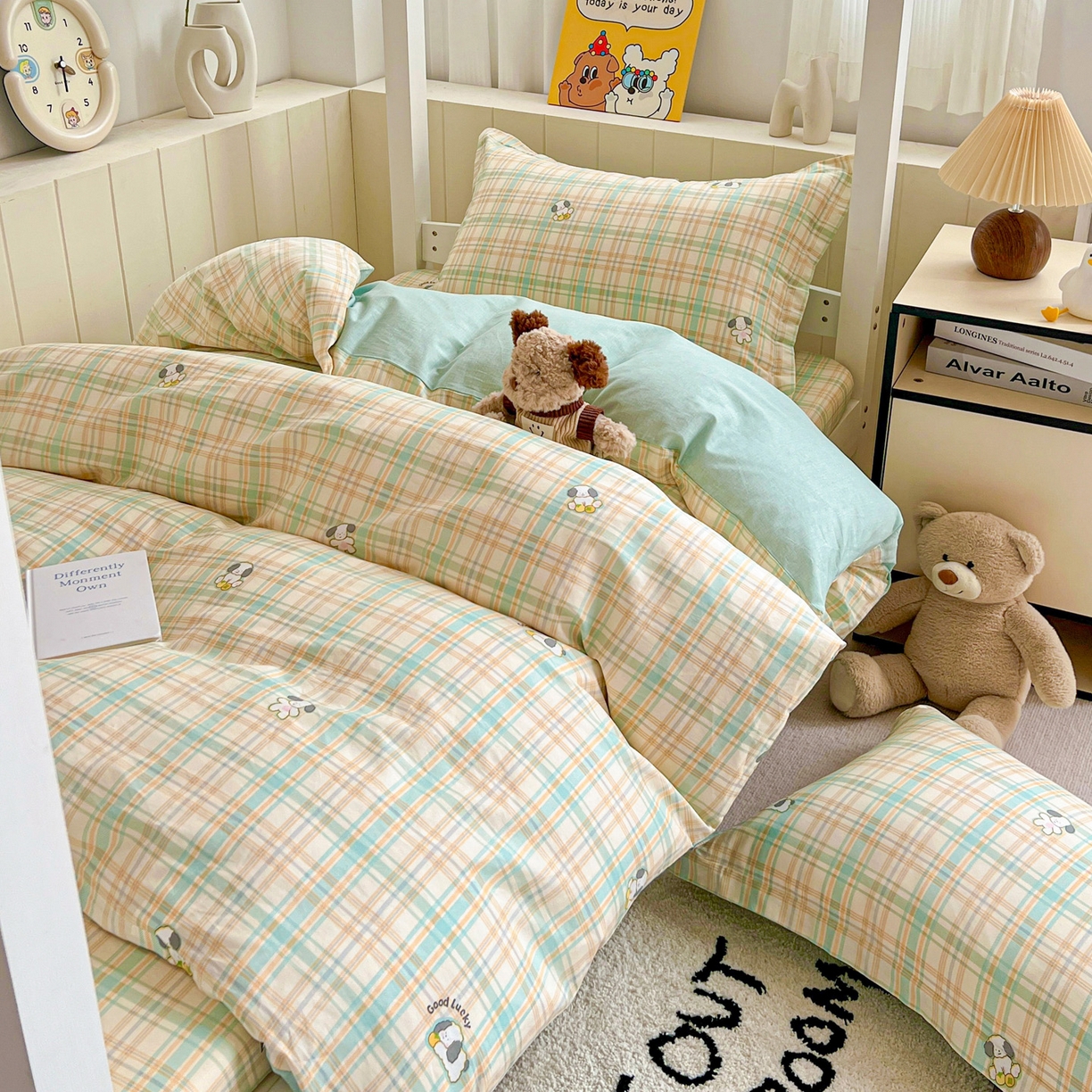 91家纺网 家纺一手货源 找家纺 春雨家居 2025新款学生季全棉三件套（预留缩水） 8.格诺狗