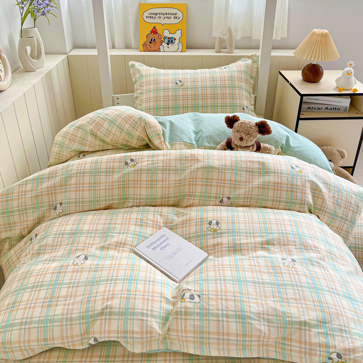 91家纺网 家纺一手货源 找家纺 春雨家居 2025新款学生季全棉三件套（预留缩水） 8.格诺狗