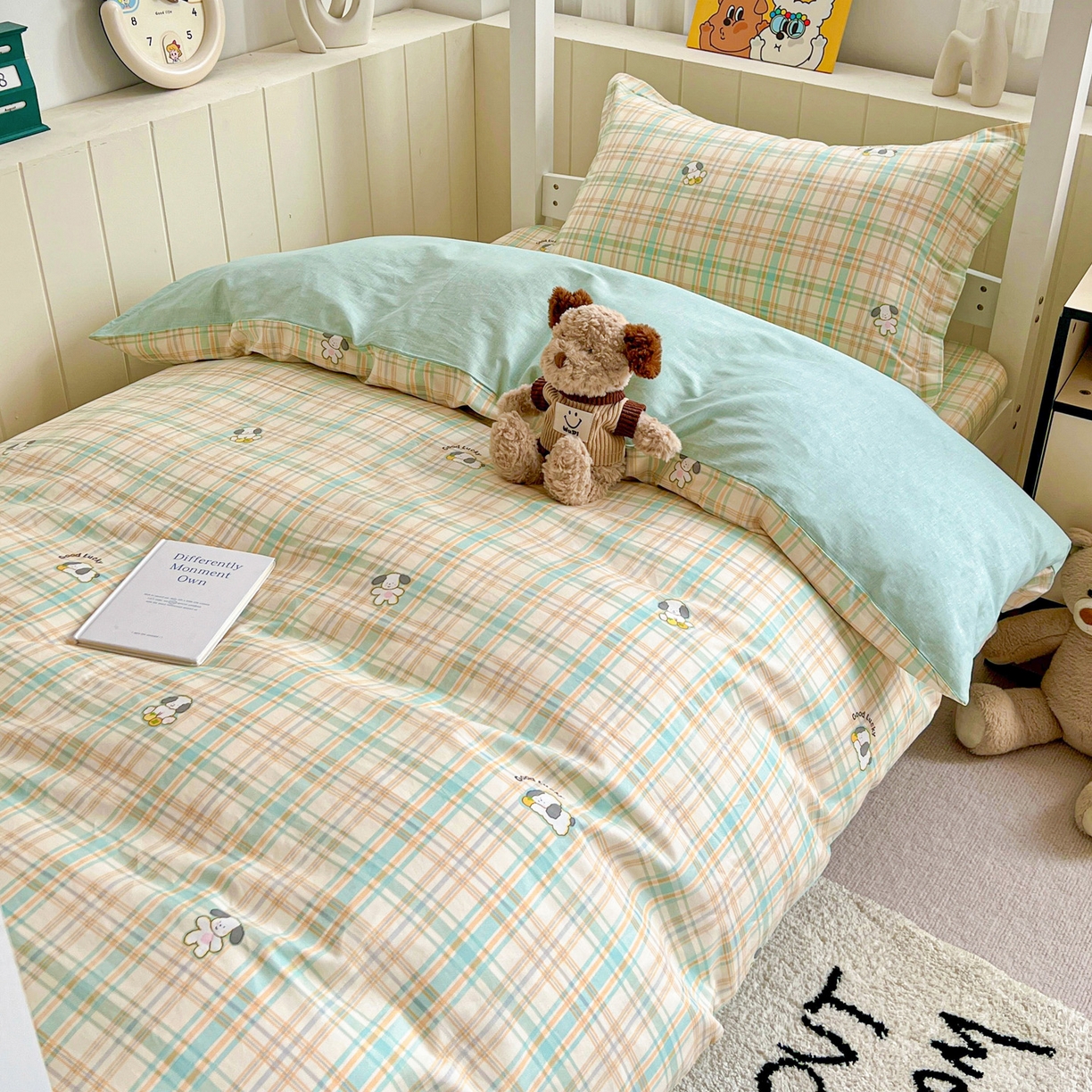 91家纺网 家纺一手货源 找家纺 春雨家居 2025新款学生季全棉三件套（预留缩水） 8.格诺狗