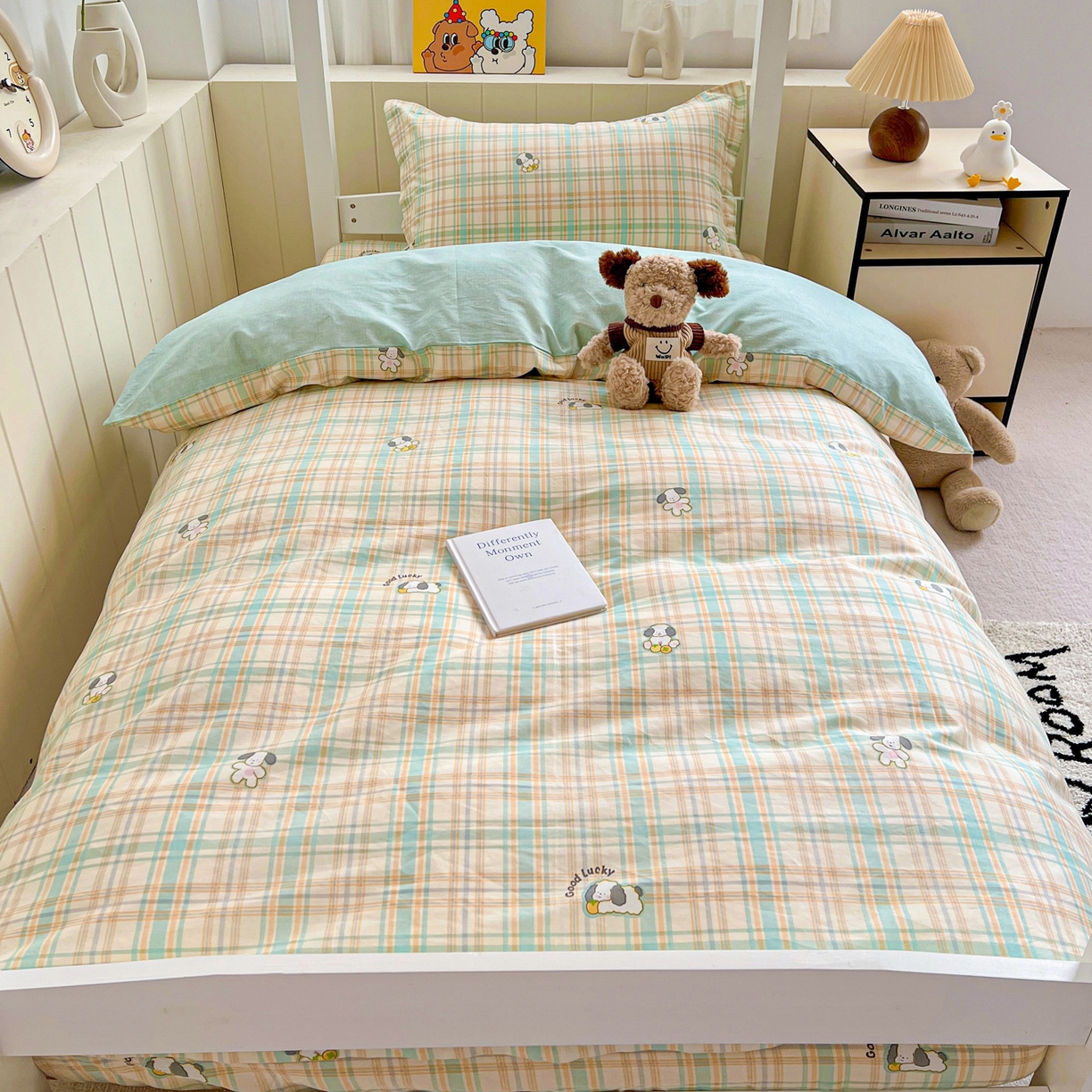 91家纺网 家纺一手货源 找家纺 春雨家居 2025新款学生季全棉三件套（预留缩水） 8.格诺狗