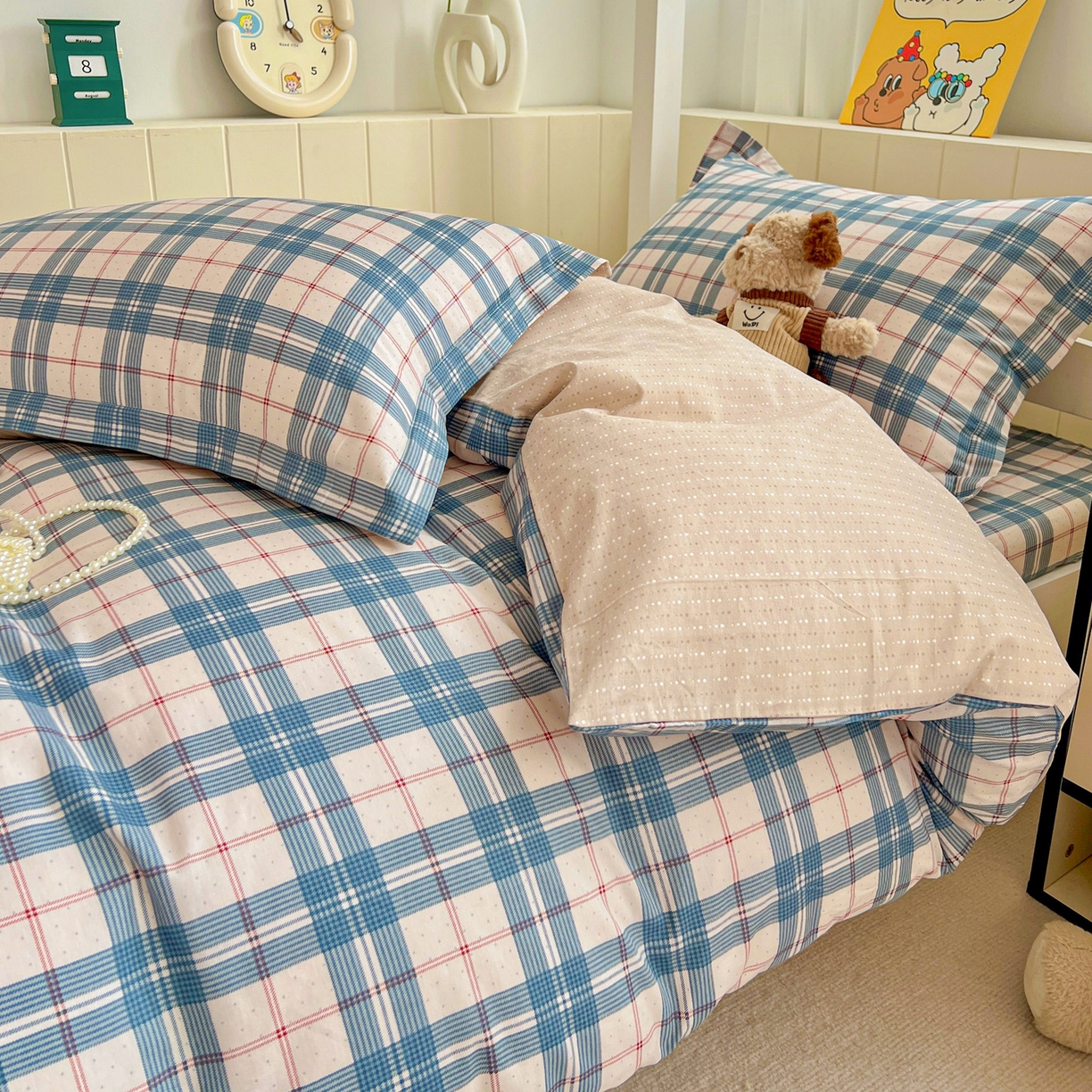 91家纺网 家纺一手货源 找家纺 春雨家居 2025新款学生季全棉三件套（预留缩水） 9.马里格