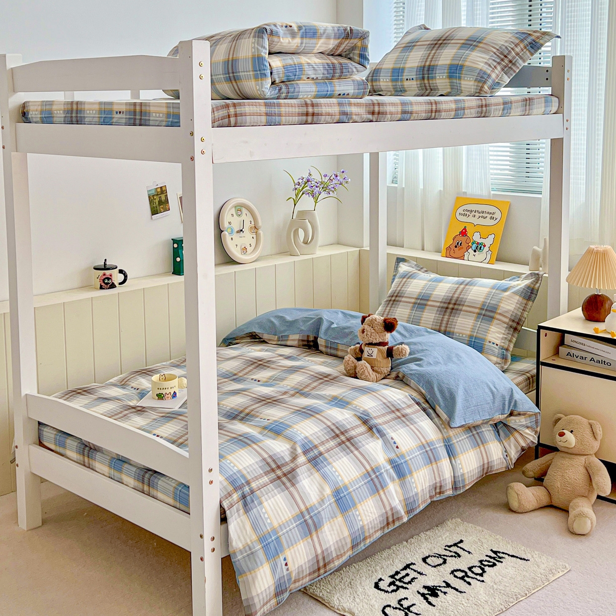 91家纺网 家纺一手货源 找家纺 春雨家居 2025新款学生季全棉三件套（预留缩水） 12.魅彩格