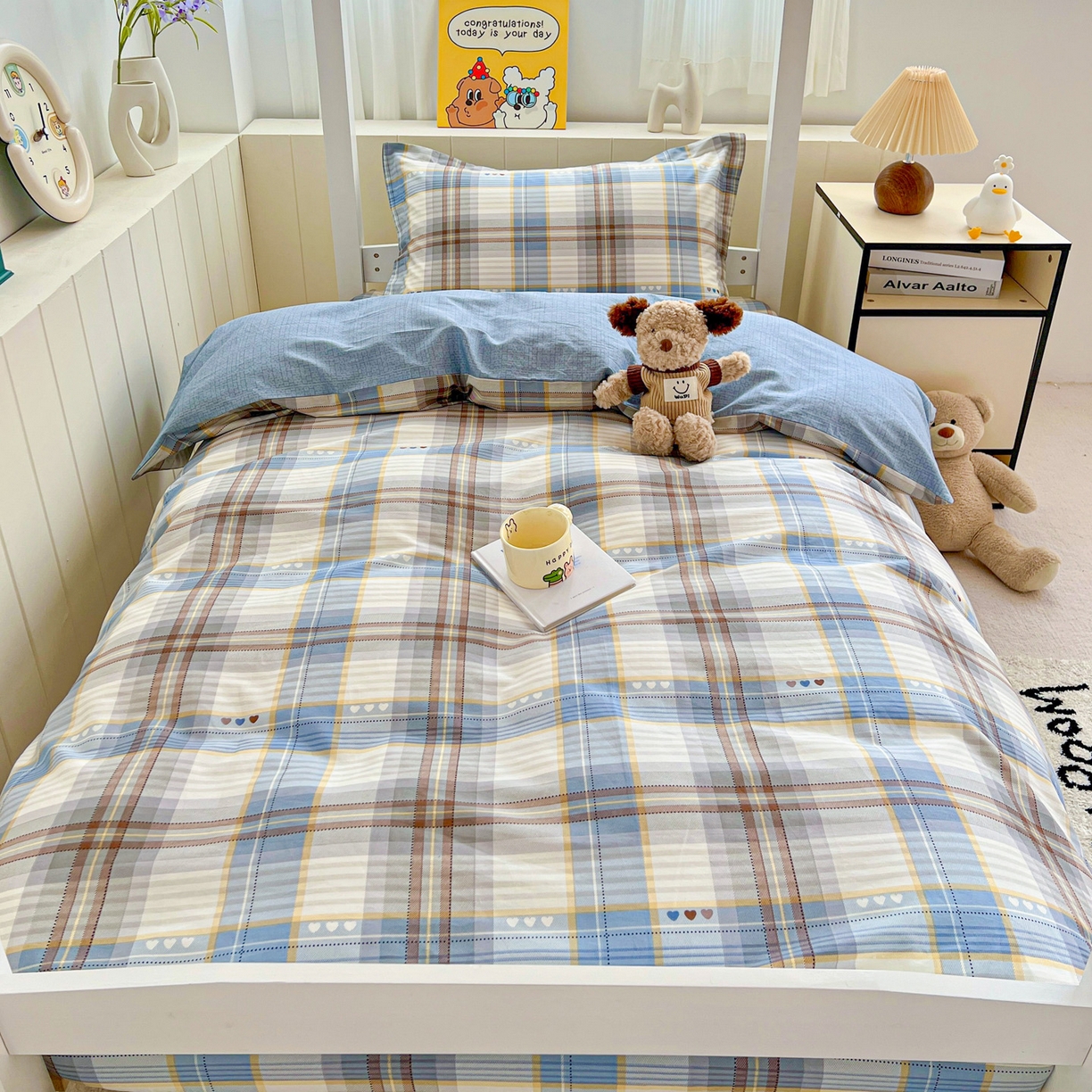 91家纺网 家纺一手货源 找家纺 春雨家居 2025新款学生季全棉三件套（预留缩水） 12.魅彩格