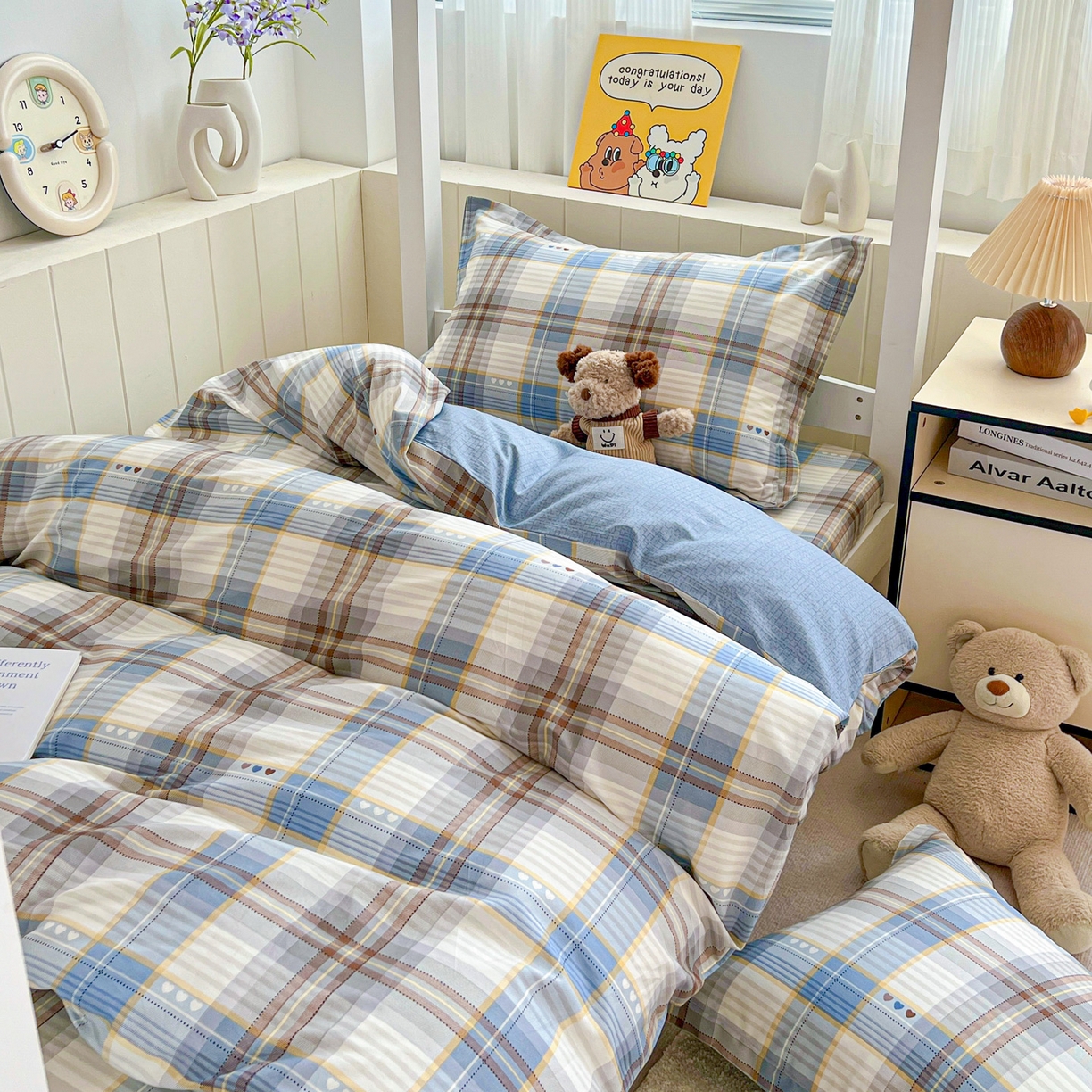 91家纺网 家纺一手货源 找家纺 春雨家居 2025新款学生季全棉三件套（预留缩水） 12.魅彩格