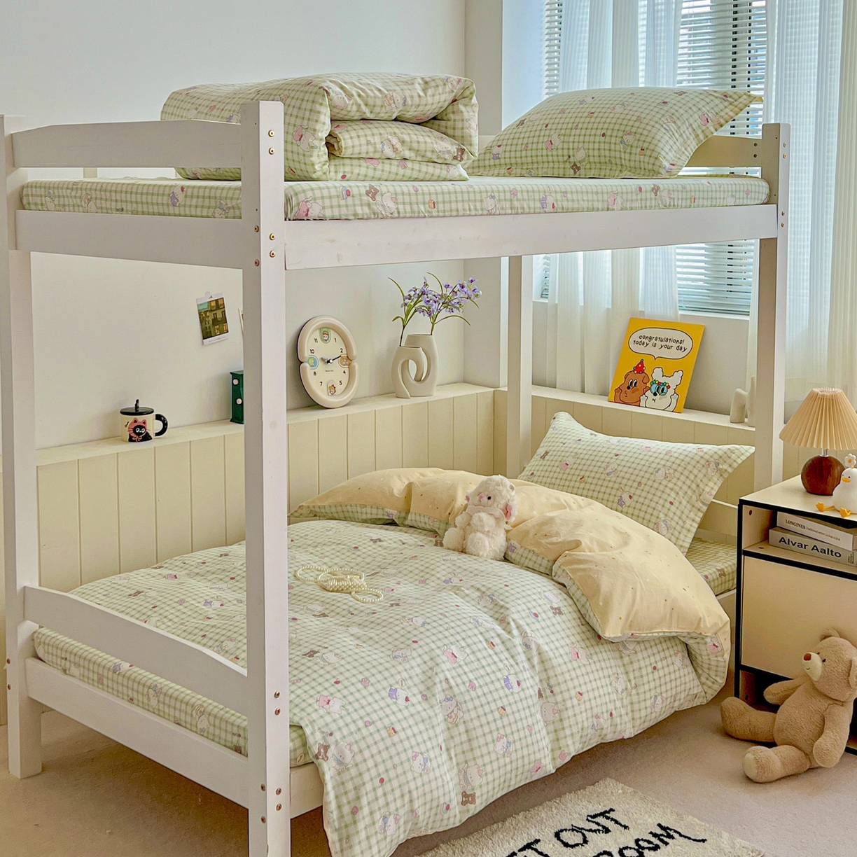 91家纺网 家纺一手货源 找家纺 春雨家居 2025新款学生季全棉三件套（预留缩水） 14.甜美梦境-绿