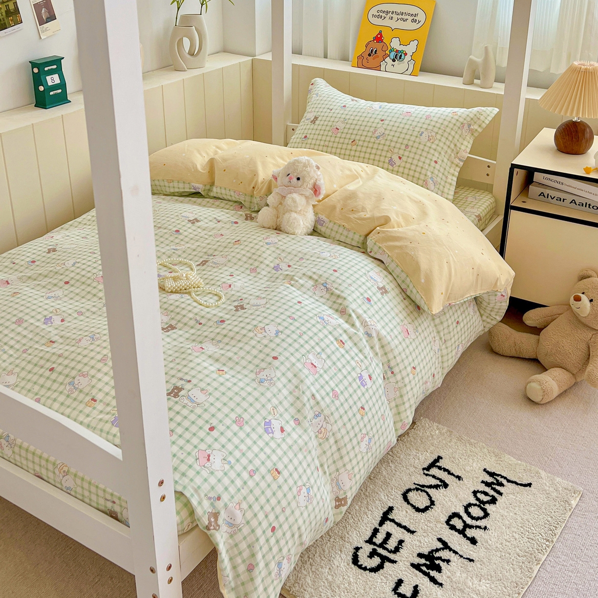 91家纺网 家纺一手货源 找家纺 春雨家居 2025新款学生季全棉三件套（预留缩水） 14.甜美梦境-绿