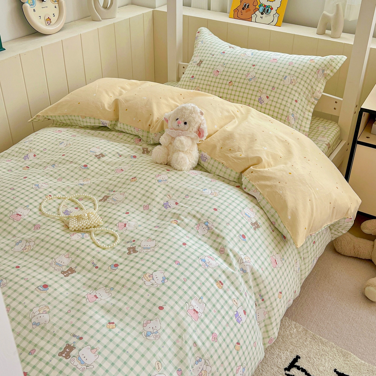 91家纺网 家纺一手货源 找家纺 春雨家居 2025新款学生季全棉三件套（预留缩水） 14.甜美梦境-绿