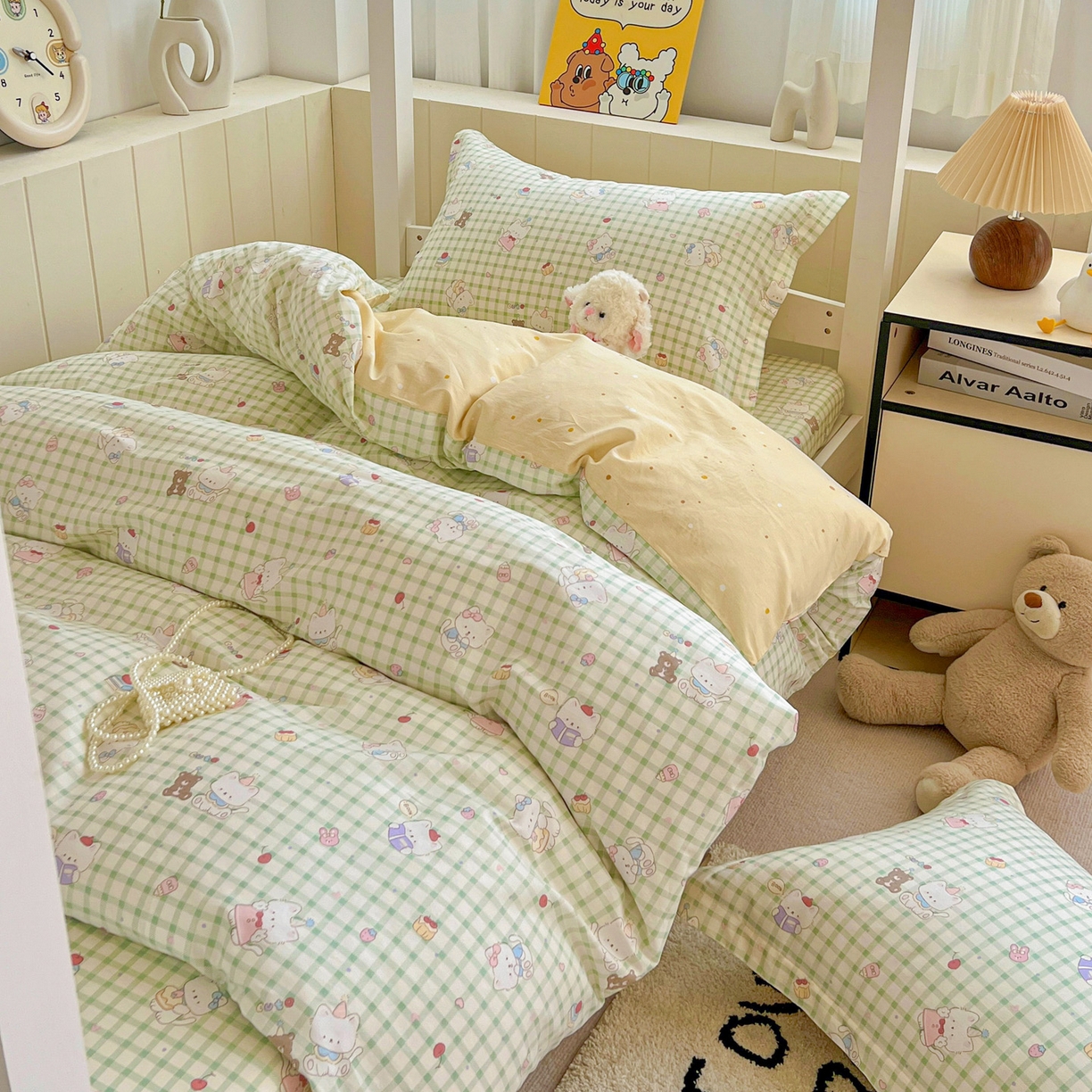 91家纺网 家纺一手货源 找家纺 春雨家居 2025新款学生季全棉三件套（预留缩水） 14.甜美梦境-绿