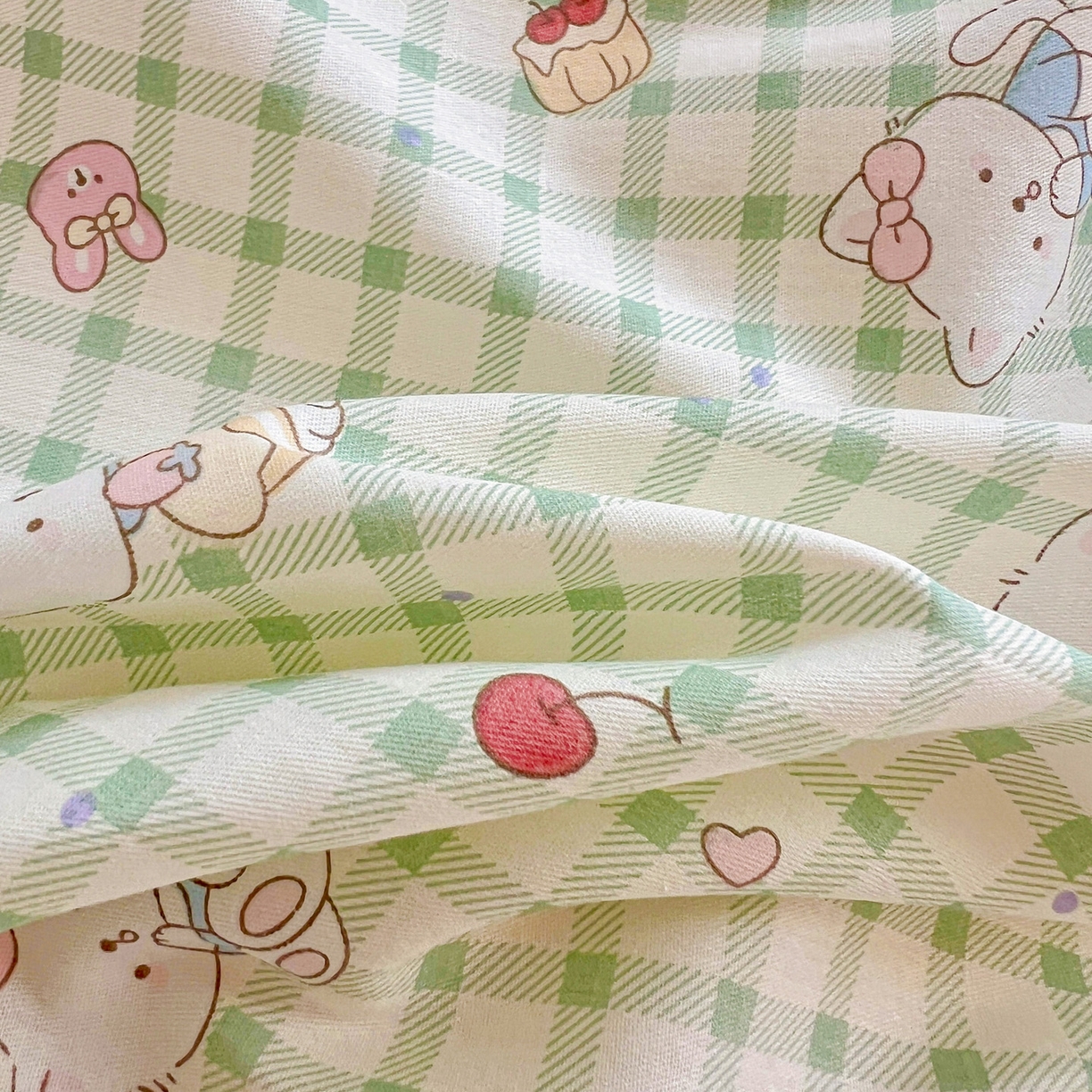 91家纺网 家纺一手货源 找家纺 春雨家居 2025新款学生季全棉三件套（预留缩水） 14.甜美梦境-绿