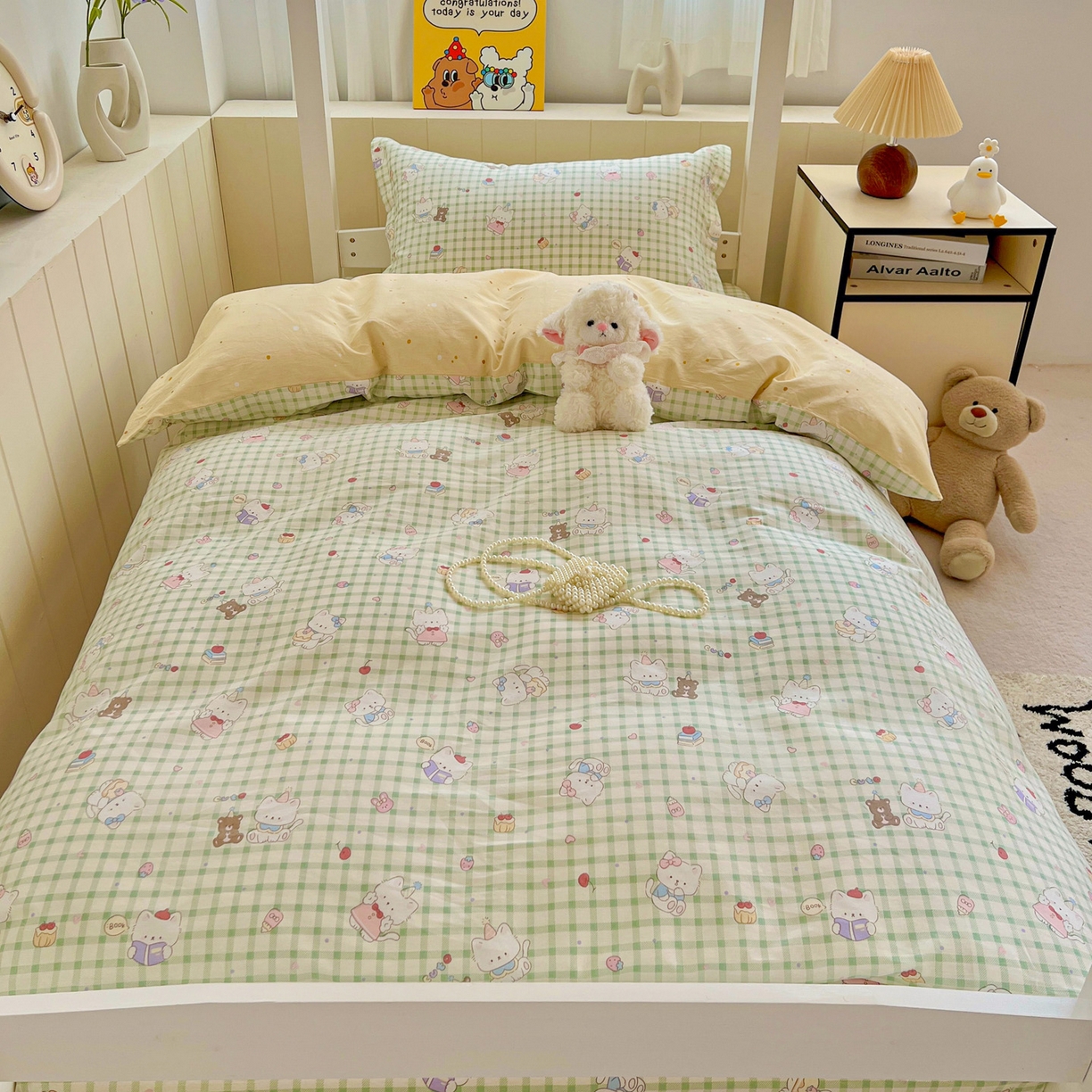 91家纺网 家纺一手货源 找家纺 春雨家居 2025新款学生季全棉三件套（预留缩水） 14.甜美梦境-绿