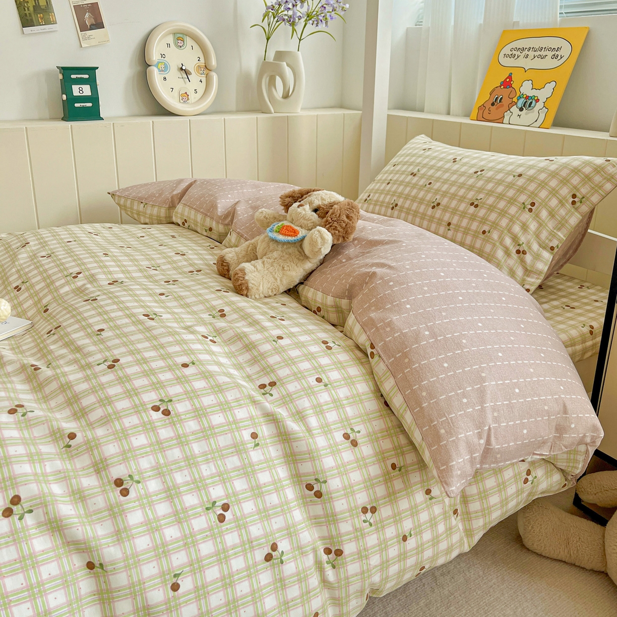 91家纺网 家纺一手货源 找家纺 春雨家居 2025新款学生季全棉三件套（预留缩水） 23.酸甜樱桃