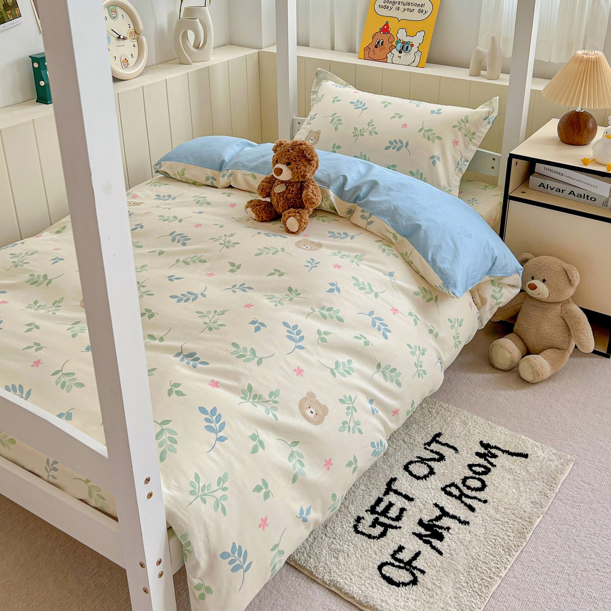 91家纺网 家纺一手货源 找家纺 春雨家居 2025新款学生季全棉三件套（预留缩水） 22.叶中萌熊