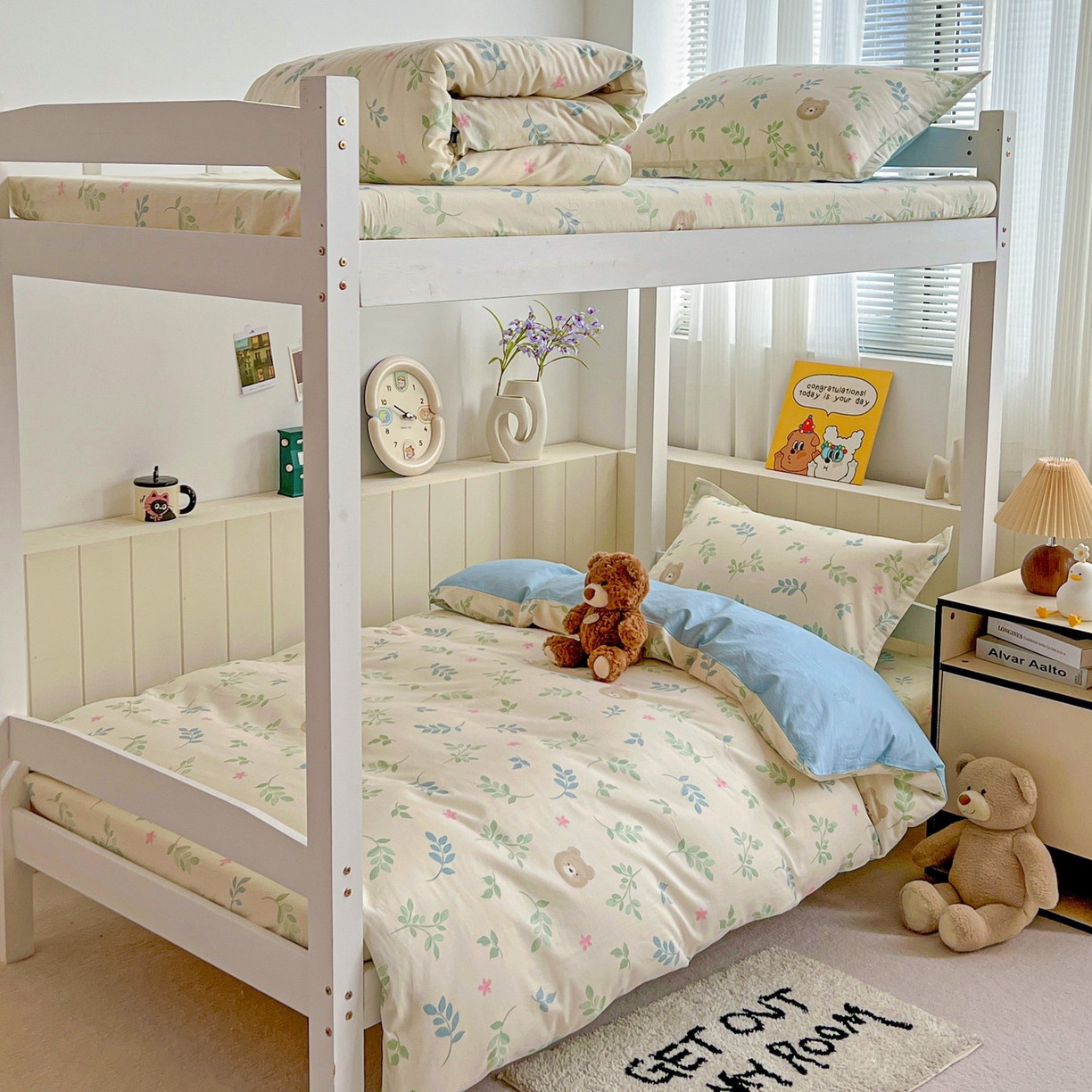 91家纺网 家纺一手货源 找家纺 春雨家居 2025新款学生季全棉三件套（预留缩水） 22.叶中萌熊