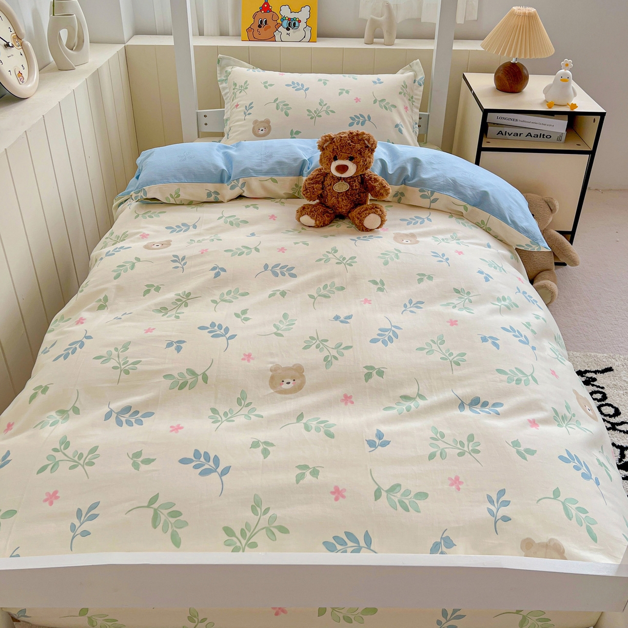 91家纺网 家纺一手货源 找家纺 春雨家居 2025新款学生季全棉三件套（预留缩水） 22.叶中萌熊