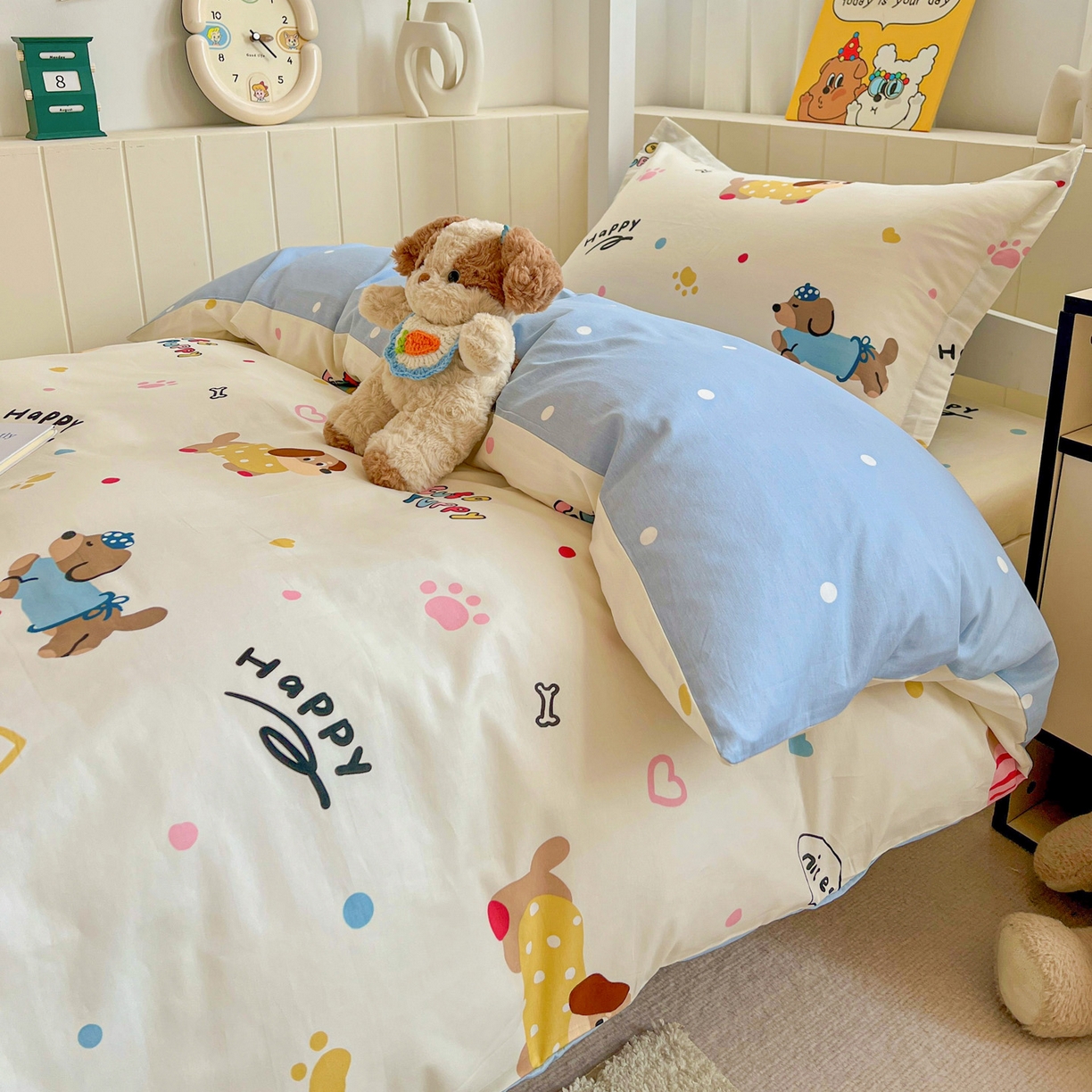 91家纺网 家纺一手货源 找家纺 春雨家居 2025新款学生季全棉三件套（预留缩水） 21.童趣蜜歌