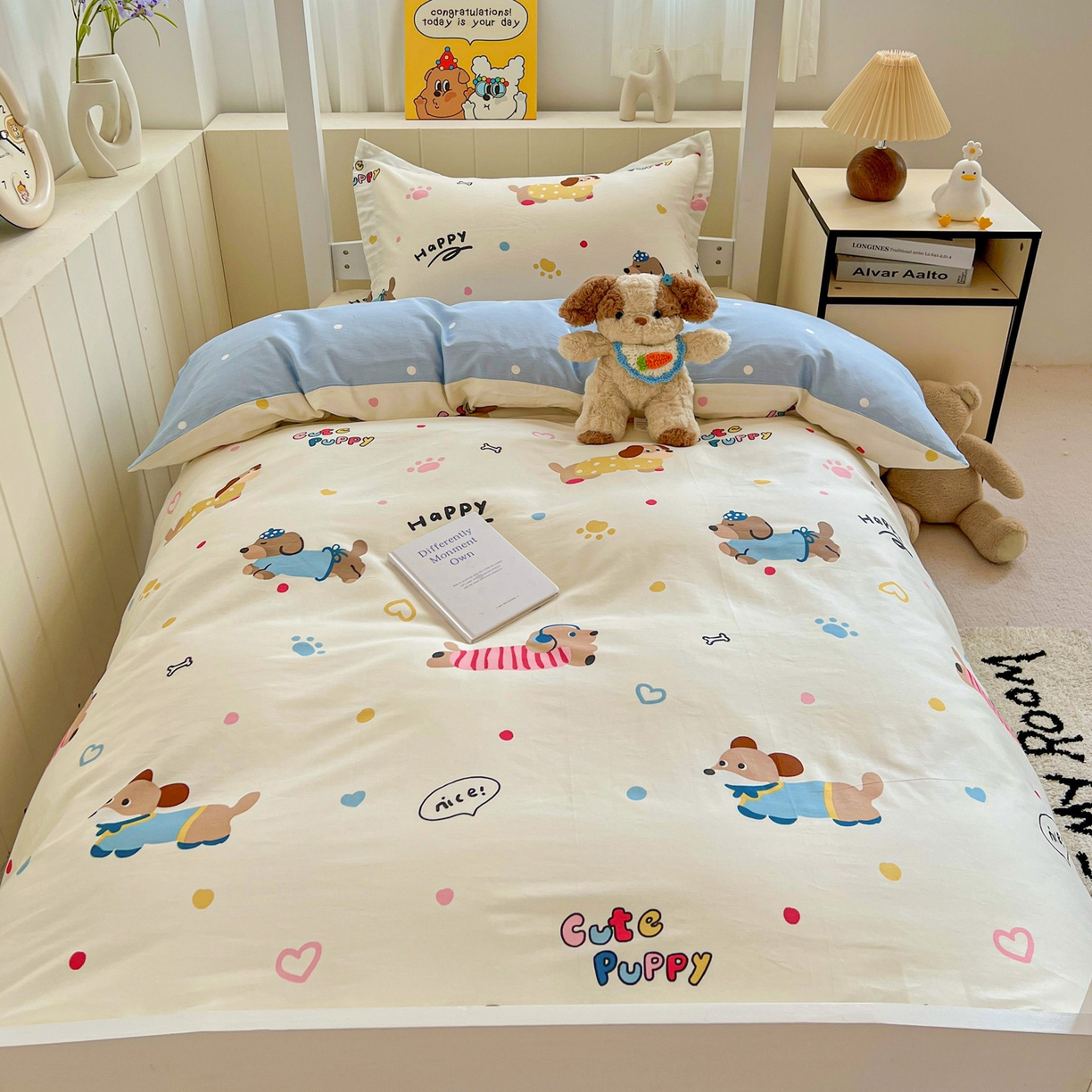 91家纺网 家纺一手货源 找家纺 春雨家居 2025新款学生季全棉三件套（预留缩水） 21.童趣蜜歌