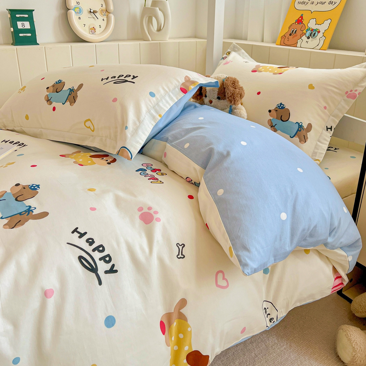 91家纺网 家纺一手货源 找家纺 春雨家居 2025新款学生季全棉三件套（预留缩水） 21.童趣蜜歌