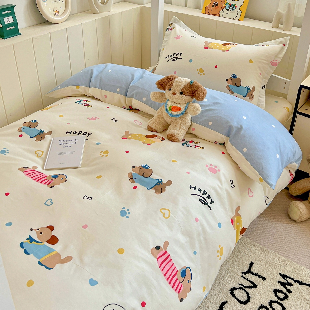 91家纺网 家纺一手货源 找家纺 春雨家居 2025新款学生季全棉三件套（预留缩水） 21.童趣蜜歌