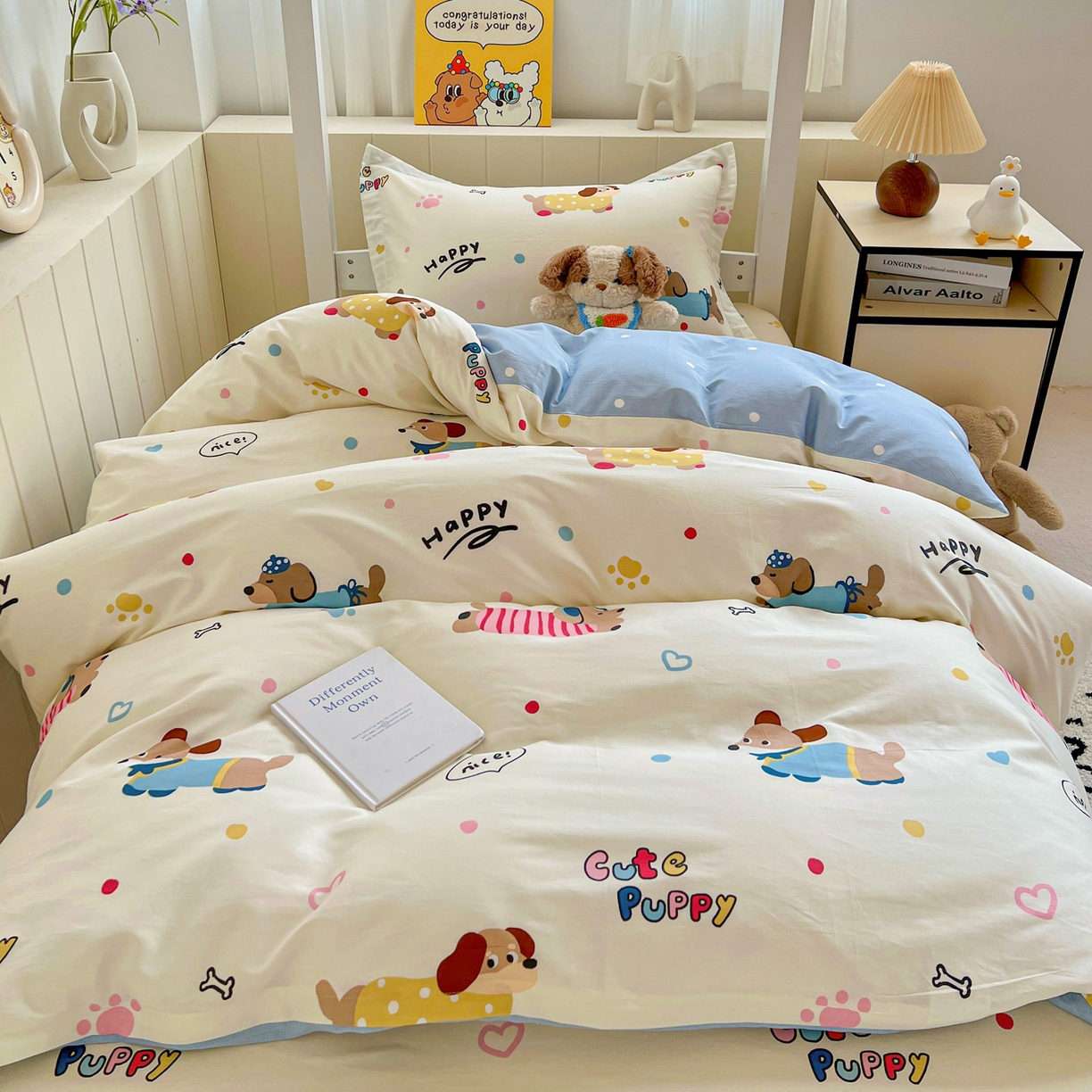 91家纺网 家纺一手货源 找家纺 春雨家居 2025新款学生季全棉三件套（预留缩水） 21.童趣蜜歌