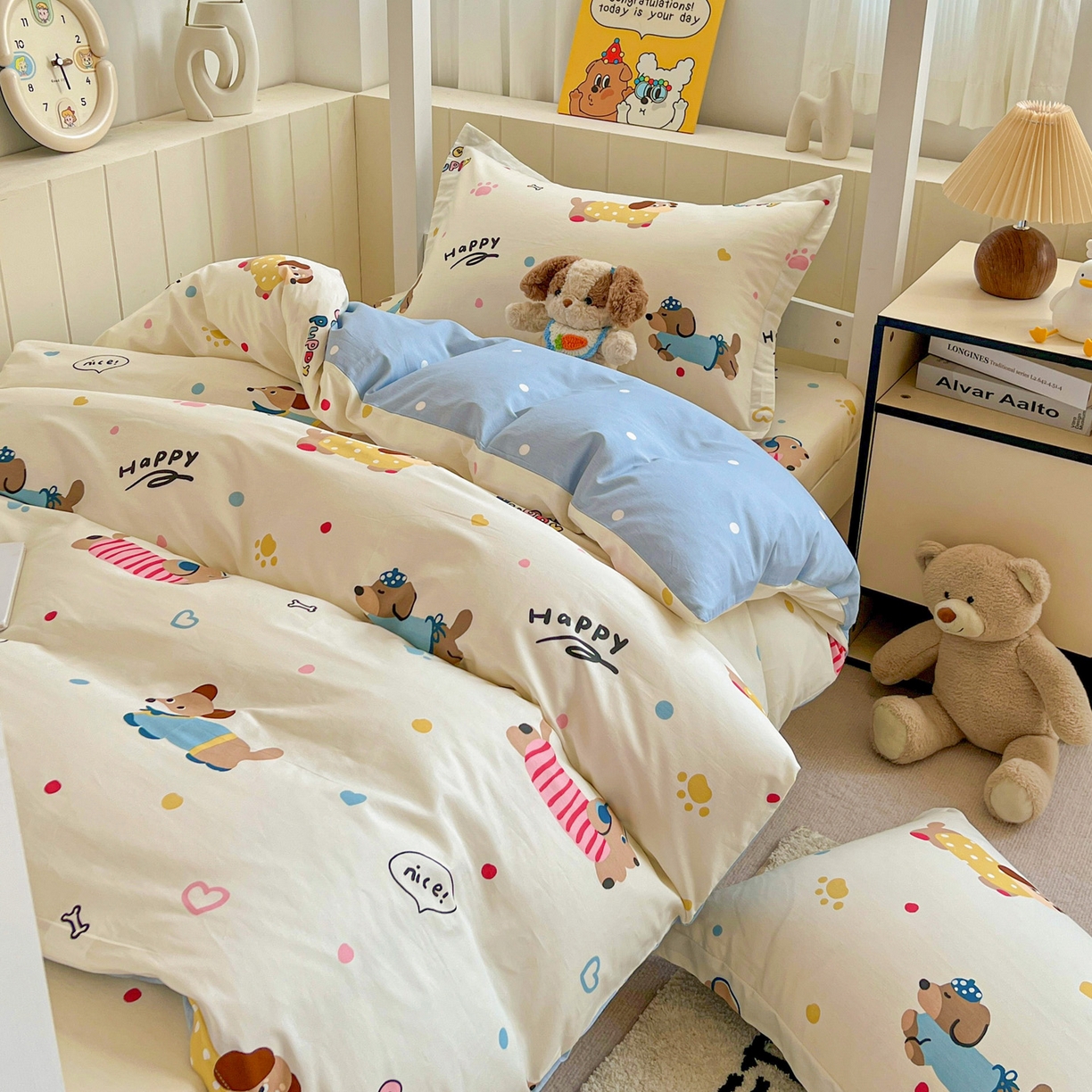 91家纺网 家纺一手货源 找家纺 春雨家居 2025新款学生季全棉三件套（预留缩水） 21.童趣蜜歌