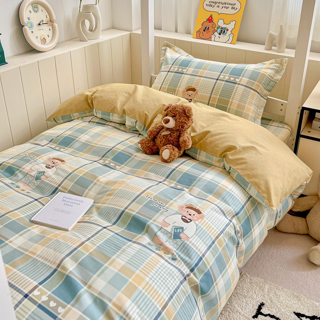 91家纺网 家纺一手货源 找家纺 春雨家居 2025新款学生季全棉三件套（预留缩水） 19.欢乐熊宝