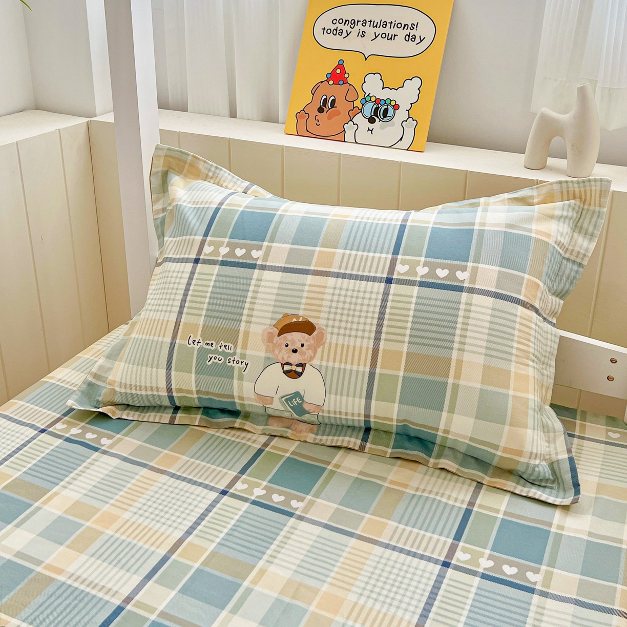 91家纺网 家纺一手货源 找家纺 春雨家居 2025新款学生季全棉三件套（预留缩水） 19.欢乐熊宝