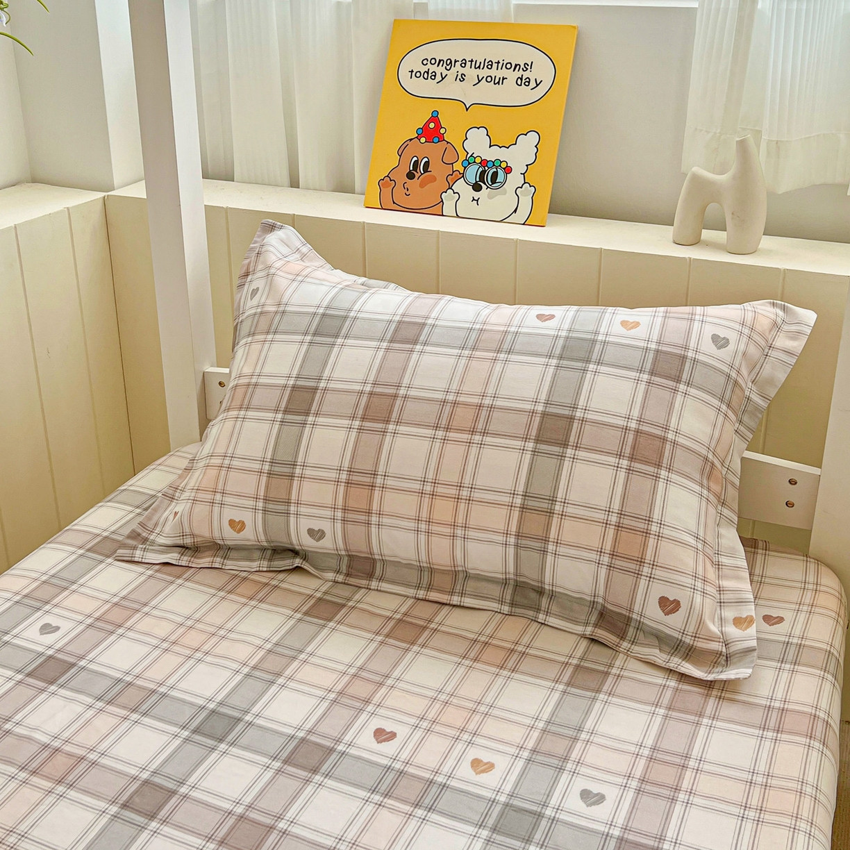 91家纺网 家纺一手货源 找家纺 春雨家居 2025新款学生季全棉三件套（预留缩水） 18.拿铁米