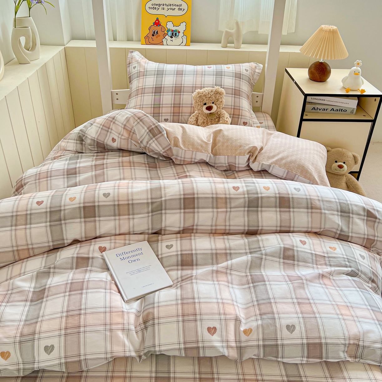 91家纺网 家纺一手货源 找家纺 春雨家居 2025新款学生季全棉三件套（预留缩水） 18.拿铁米