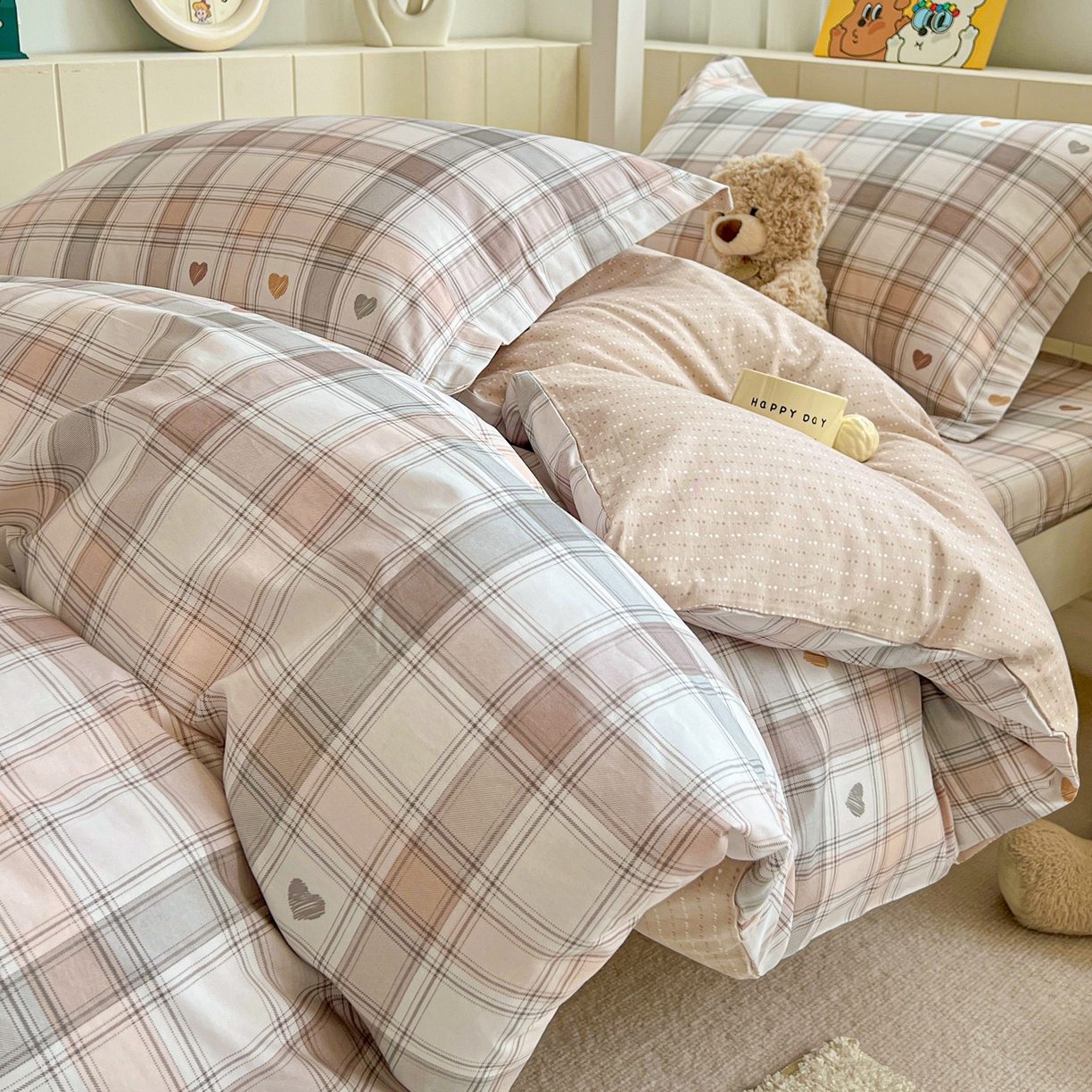 91家纺网 家纺一手货源 找家纺 春雨家居 2025新款学生季全棉三件套（预留缩水） 18.拿铁米