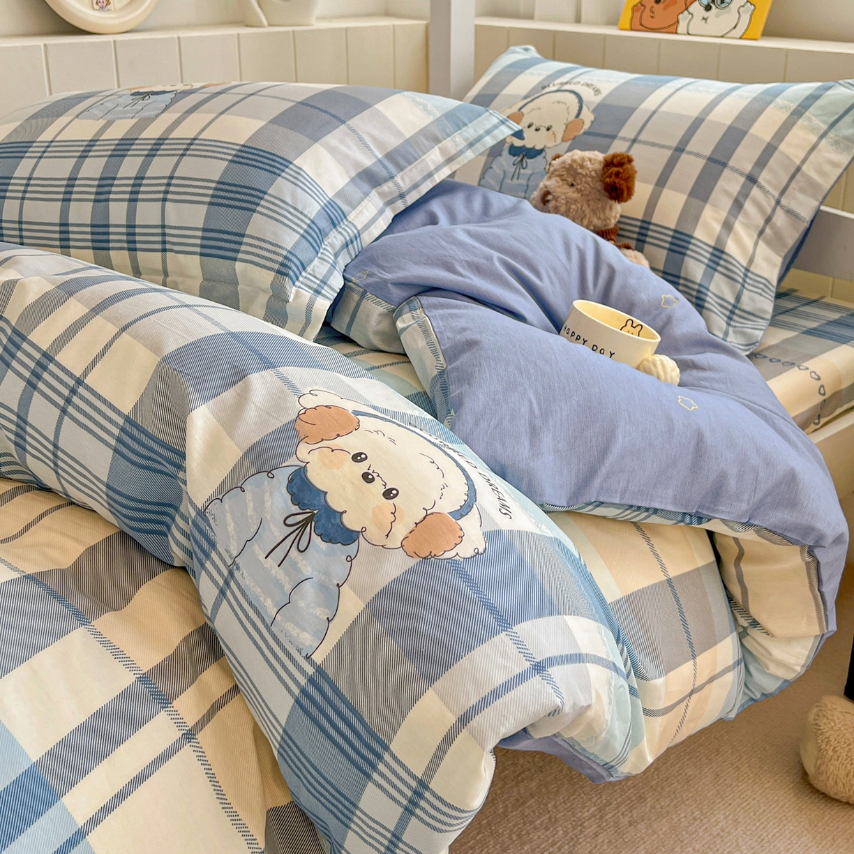 91家纺网 家纺一手货源 找家纺 春雨家居 2025新款学生季全棉三件套（预留缩水） 16.萌萌西高地