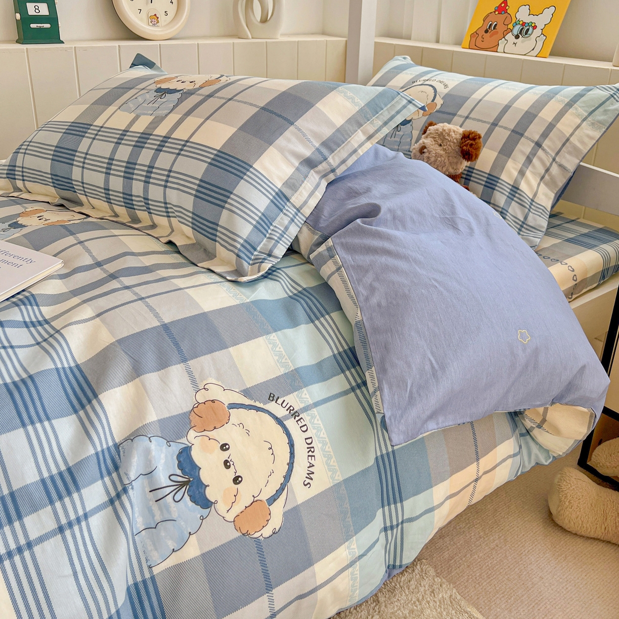 91家纺网 家纺一手货源 找家纺 春雨家居 2025新款学生季全棉三件套（预留缩水） 16.萌萌西高地